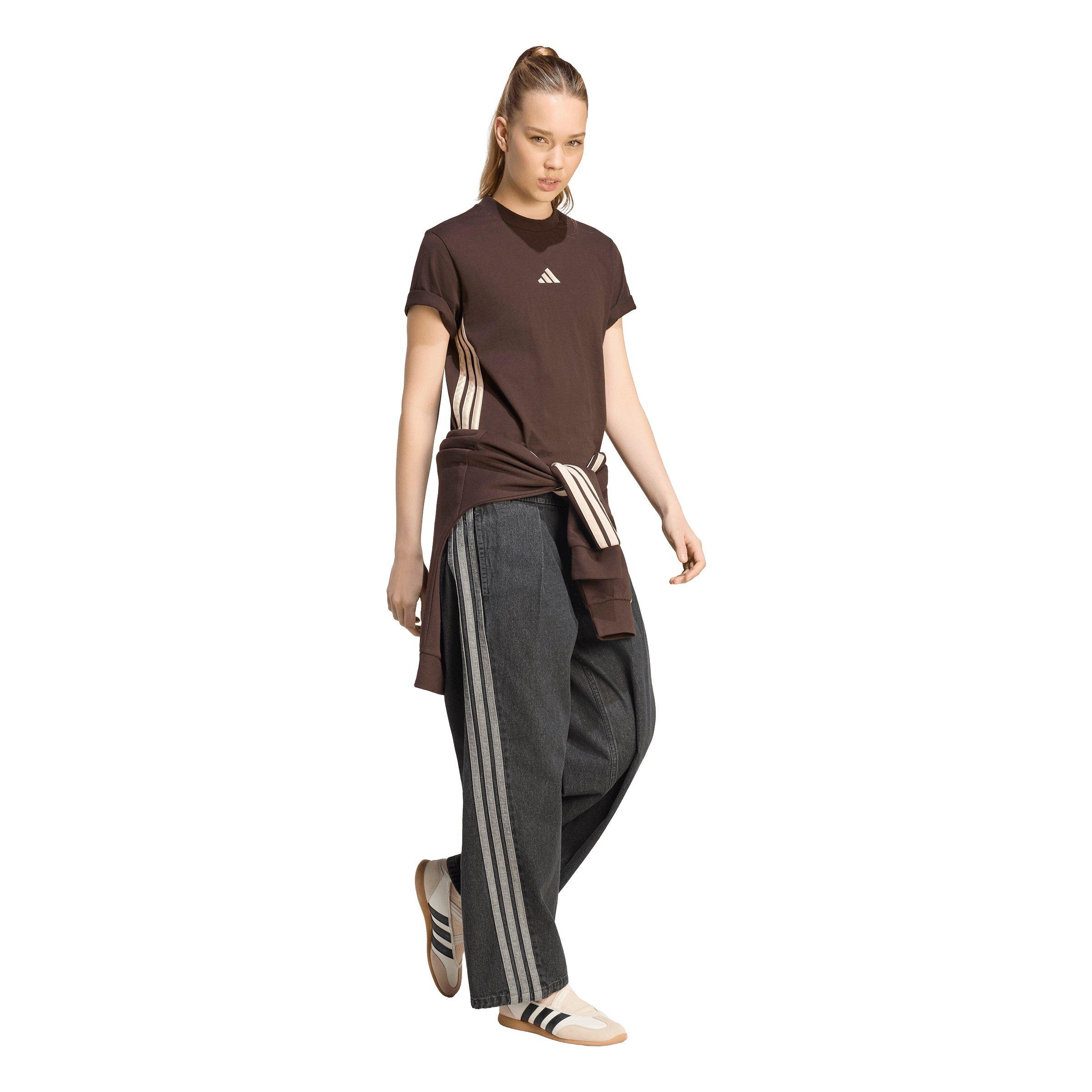 adidas Women's Stadium Dark Washed Denim Loose Fit Pants - Black - BLACK