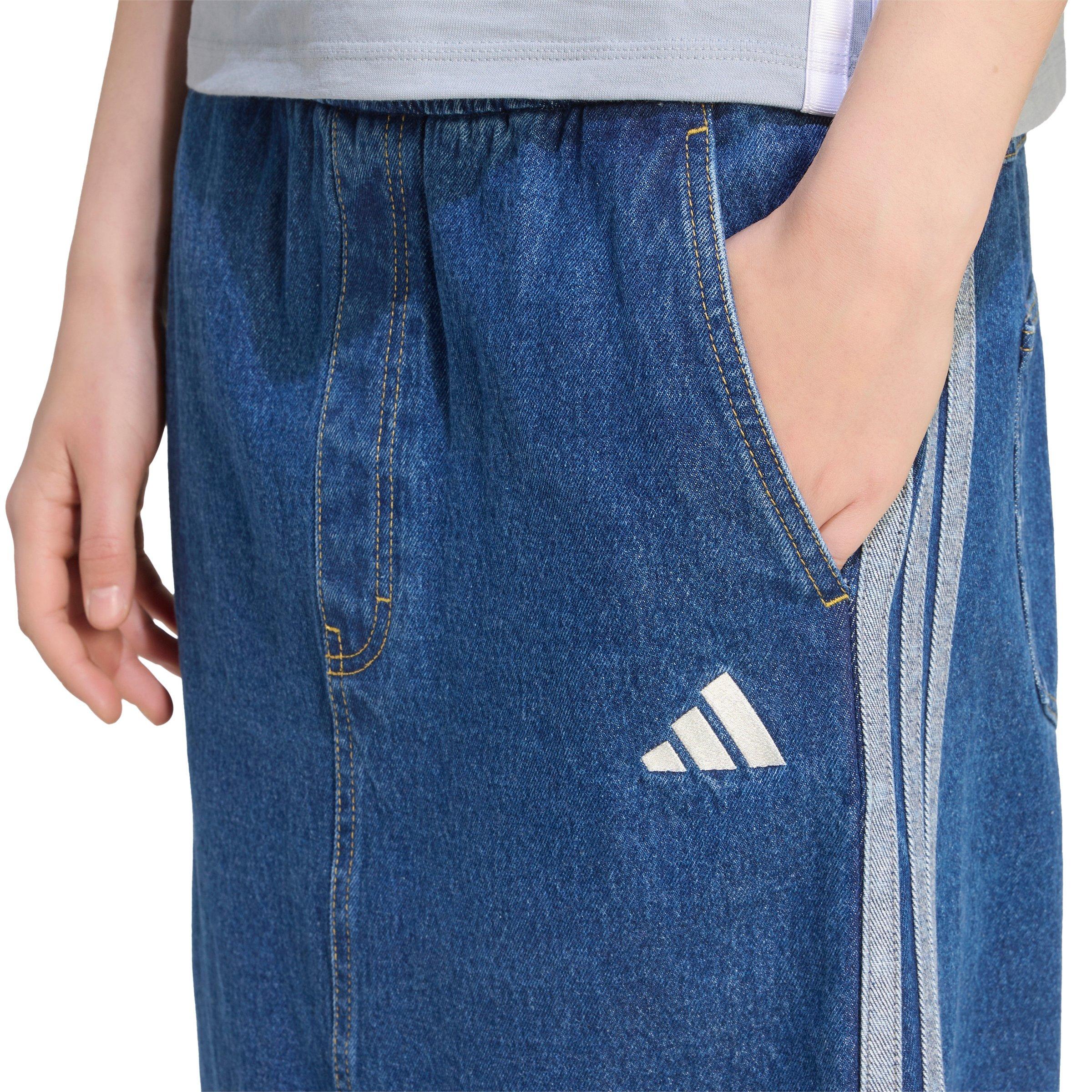 adidas Women's Stadium Medium Washed Denim Loose Fit Skirt - Blue - BLUE