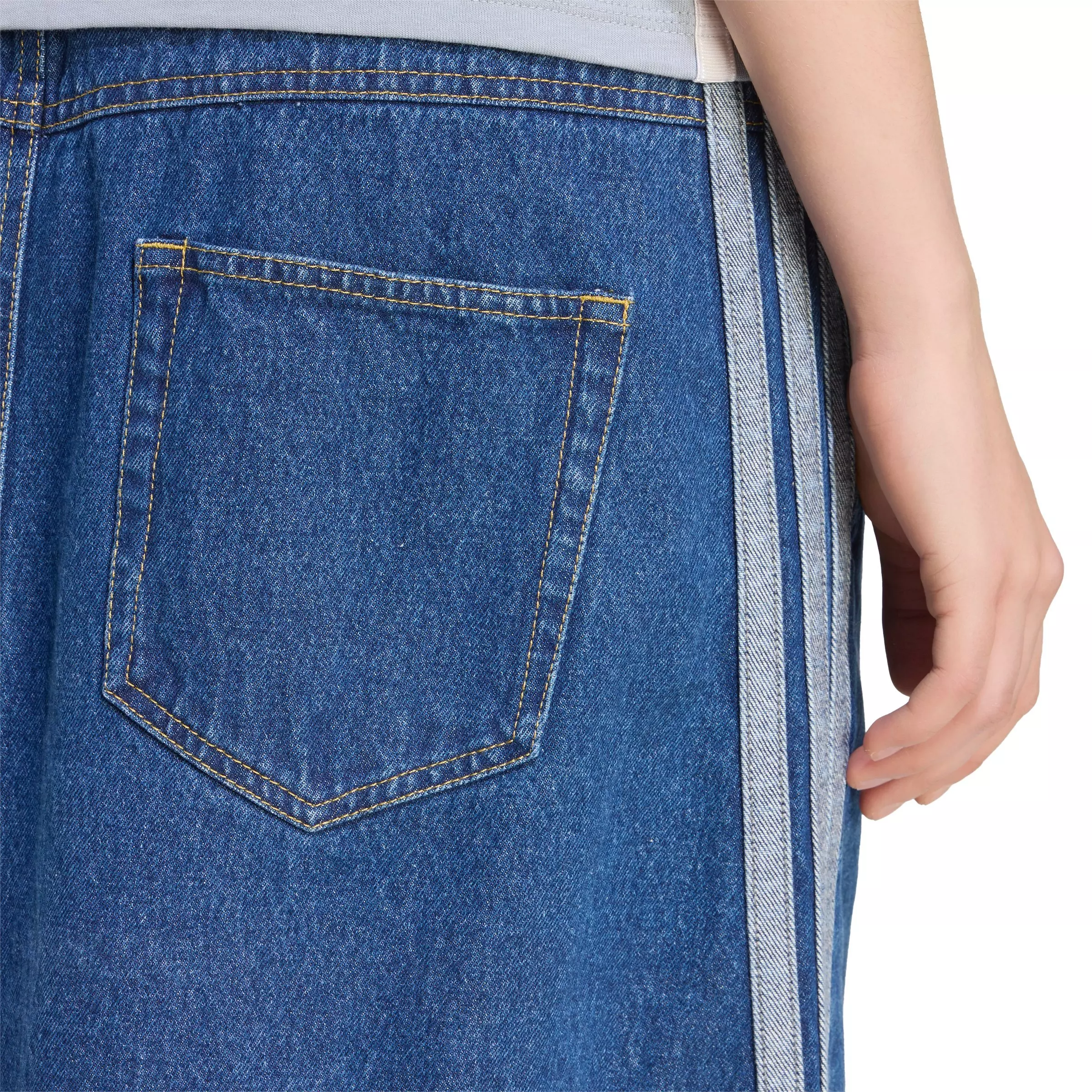 adidas Women's Stadium Medium Washed Denim Loose Fit Skirt - Blue - BLUE