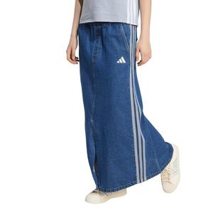 adidas Women's Stadium Medium Washed Denim Loose Fit Skirt - Blue - BLUE