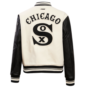 Pro Standard Women's MLB Chicago White Sox Retro Classic Rib Wool Varsity Jacket -Eggshell/Black