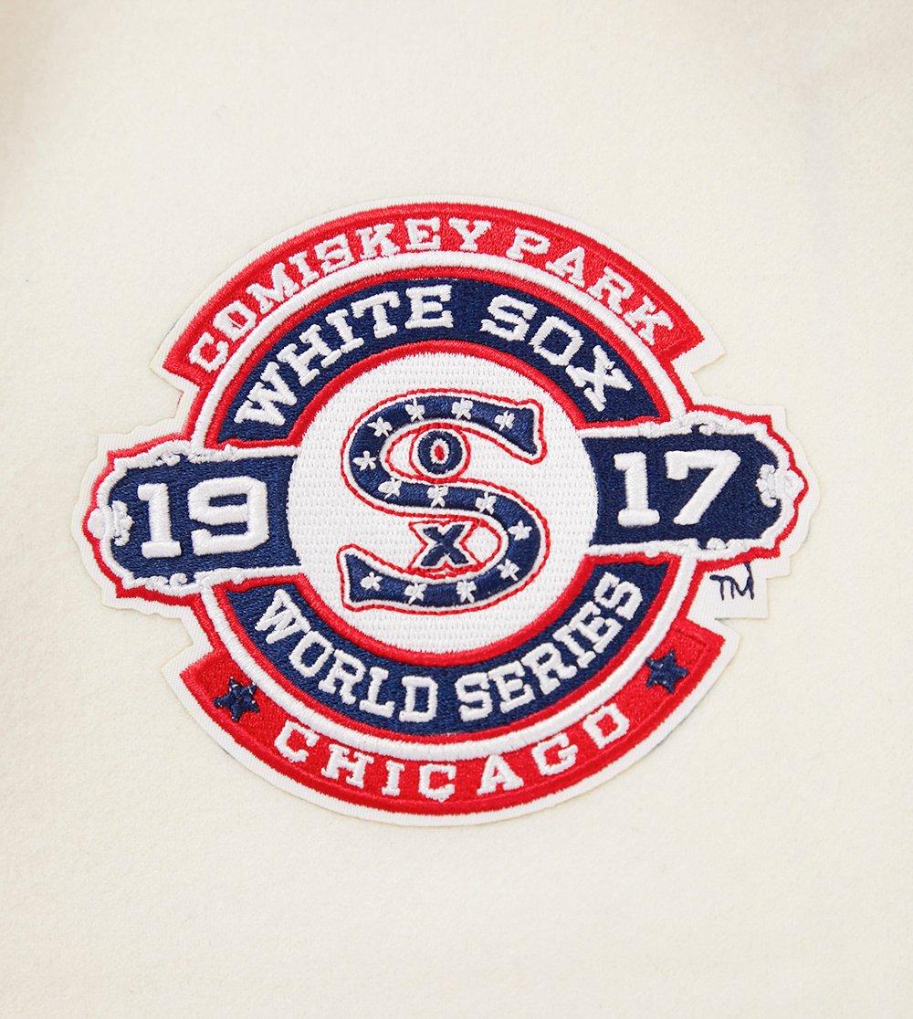 Pro Standard Women's MLB Chicago White Sox Retro Classic Rib Wool Varsity Jacket - Eggshell/Black - EGGSHELL/BLACK Thumbnail View 6