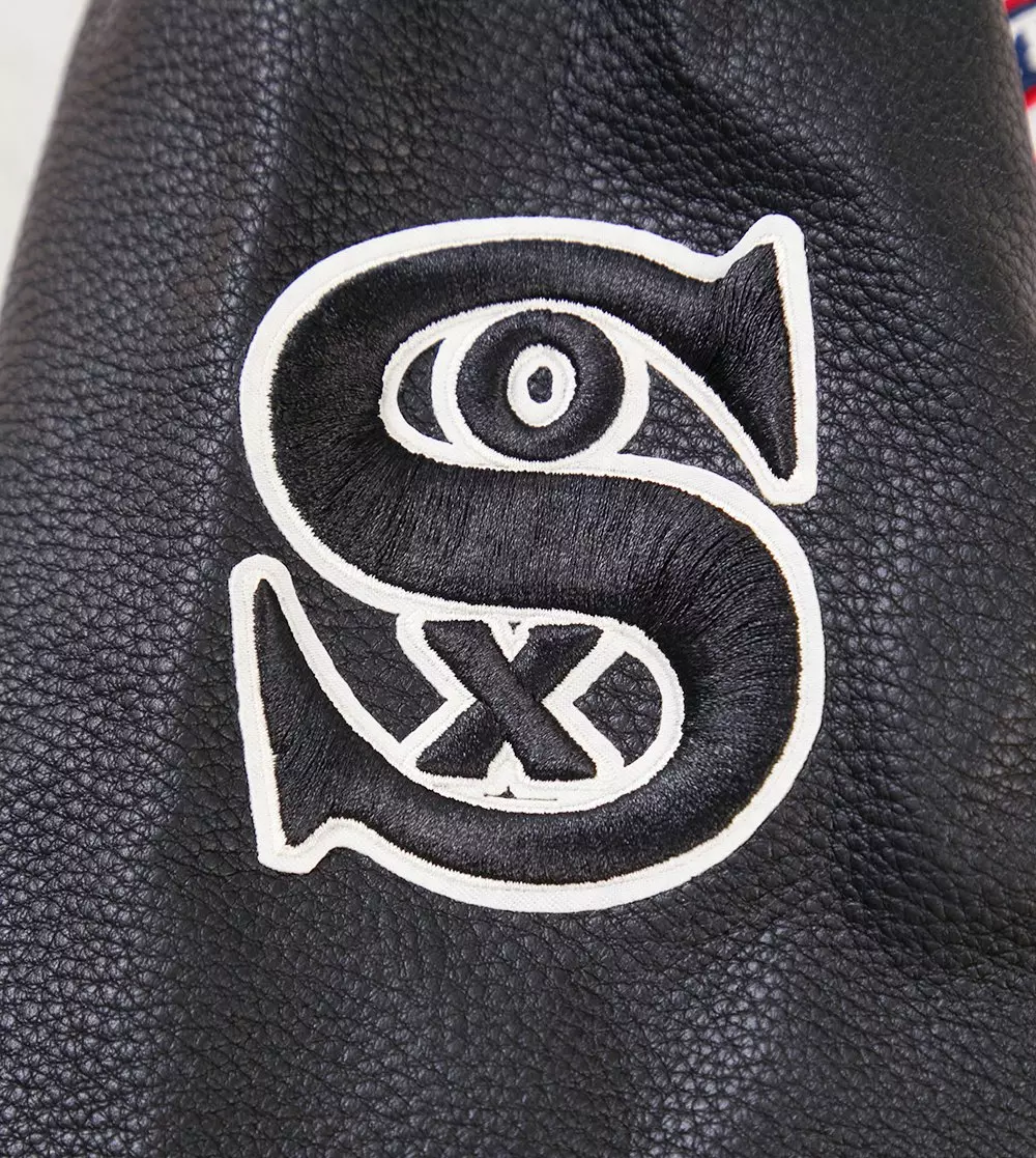 Pro Standard Women's MLB Chicago White Sox Retro Classic Rib Wool Varsity Jacket -Eggshell/Black - EGGSHELL/BLACK