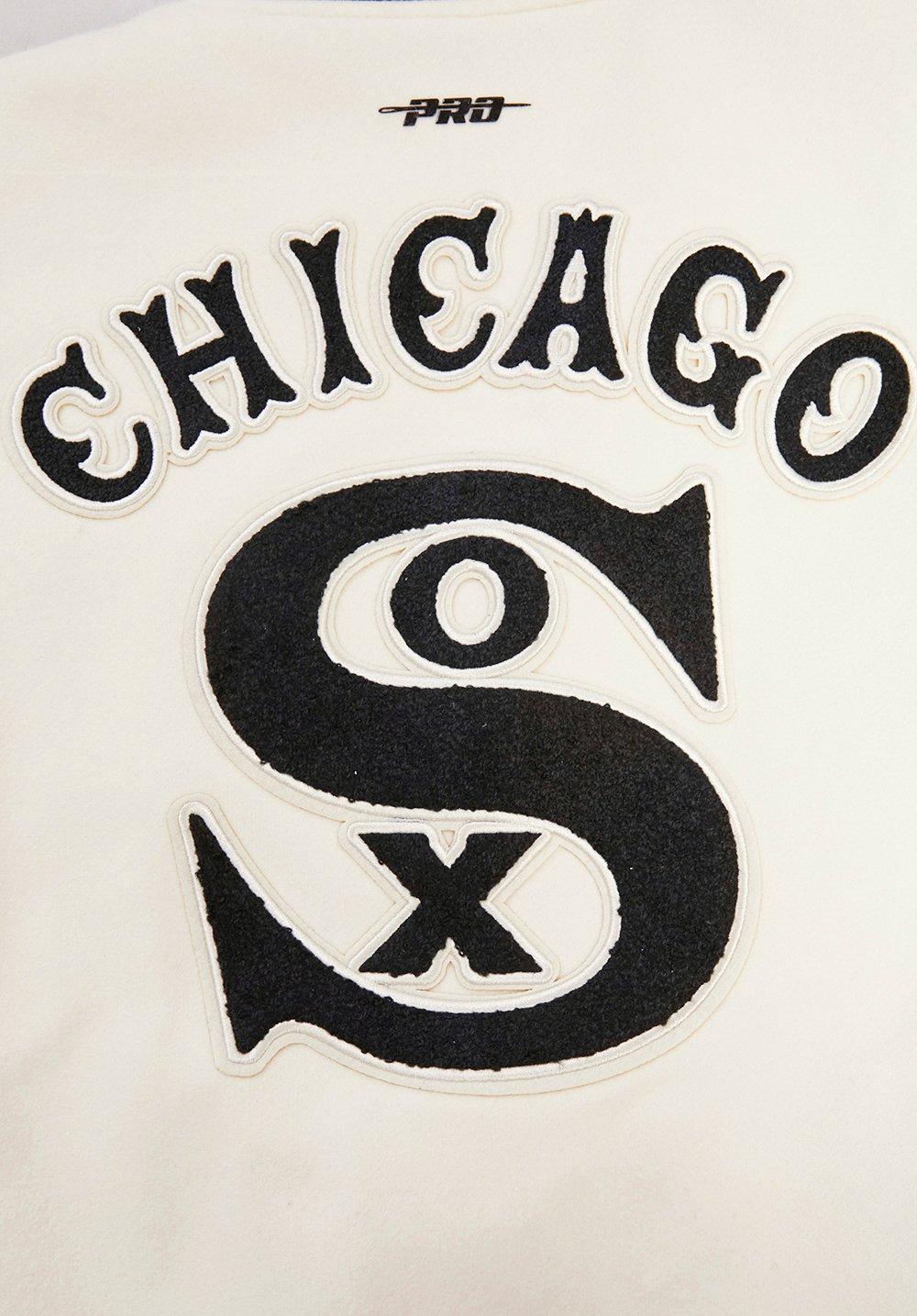 Pro Standard Women's MLB Chicago White Sox Retro Classic Rib Wool Varsity Jacket - Eggshell/Black - EGGSHELL/BLACK Thumbnail View 9