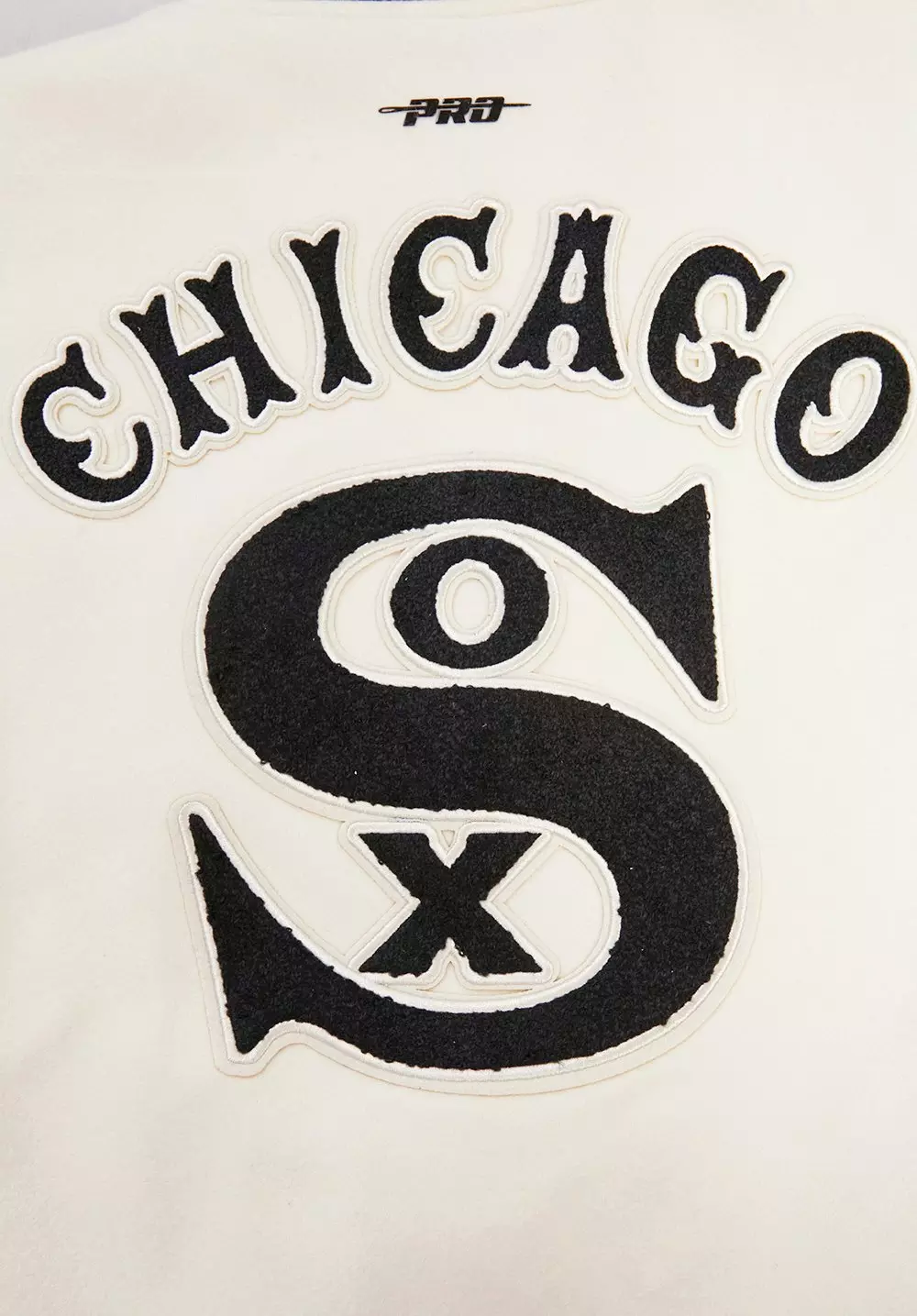 Pro Standard Women's MLB Chicago White Sox Retro Classic Rib Wool Varsity Jacket -Eggshell/Black - EGGSHELL/BLACK