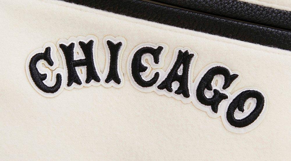 Pro Standard Women's MLB Chicago White Sox Retro Classic Rib Wool Varsity Jacket - Eggshell/Black - EGGSHELL/BLACK Thumbnail View 10