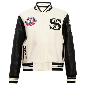 Pro Standard Women's MLB Chicago White Sox Retro Classic Rib Wool Varsity Jacket -Eggshell/Black