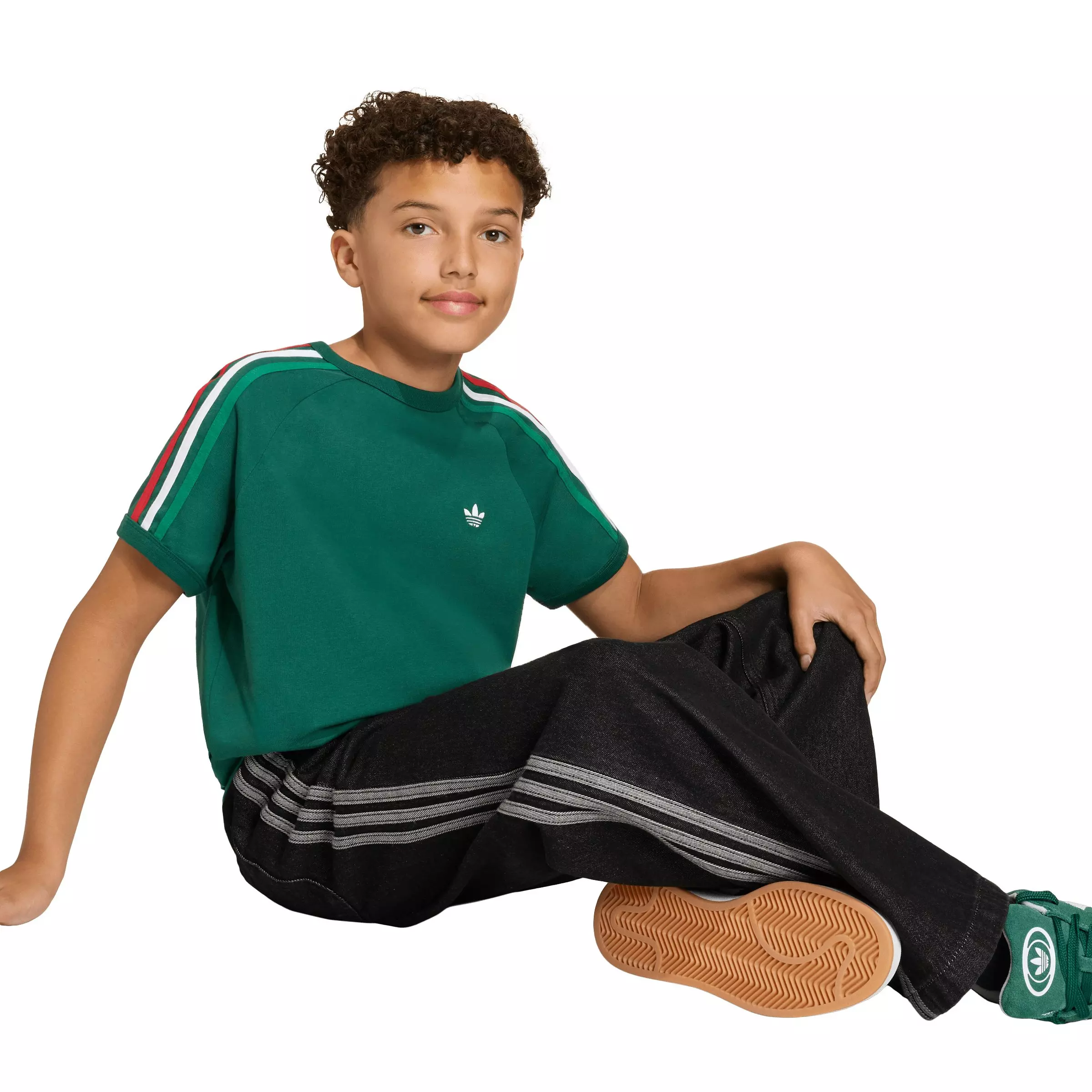 adidas Originals Big Boys' 3-Stripes T-Shirt - Green - GREEN