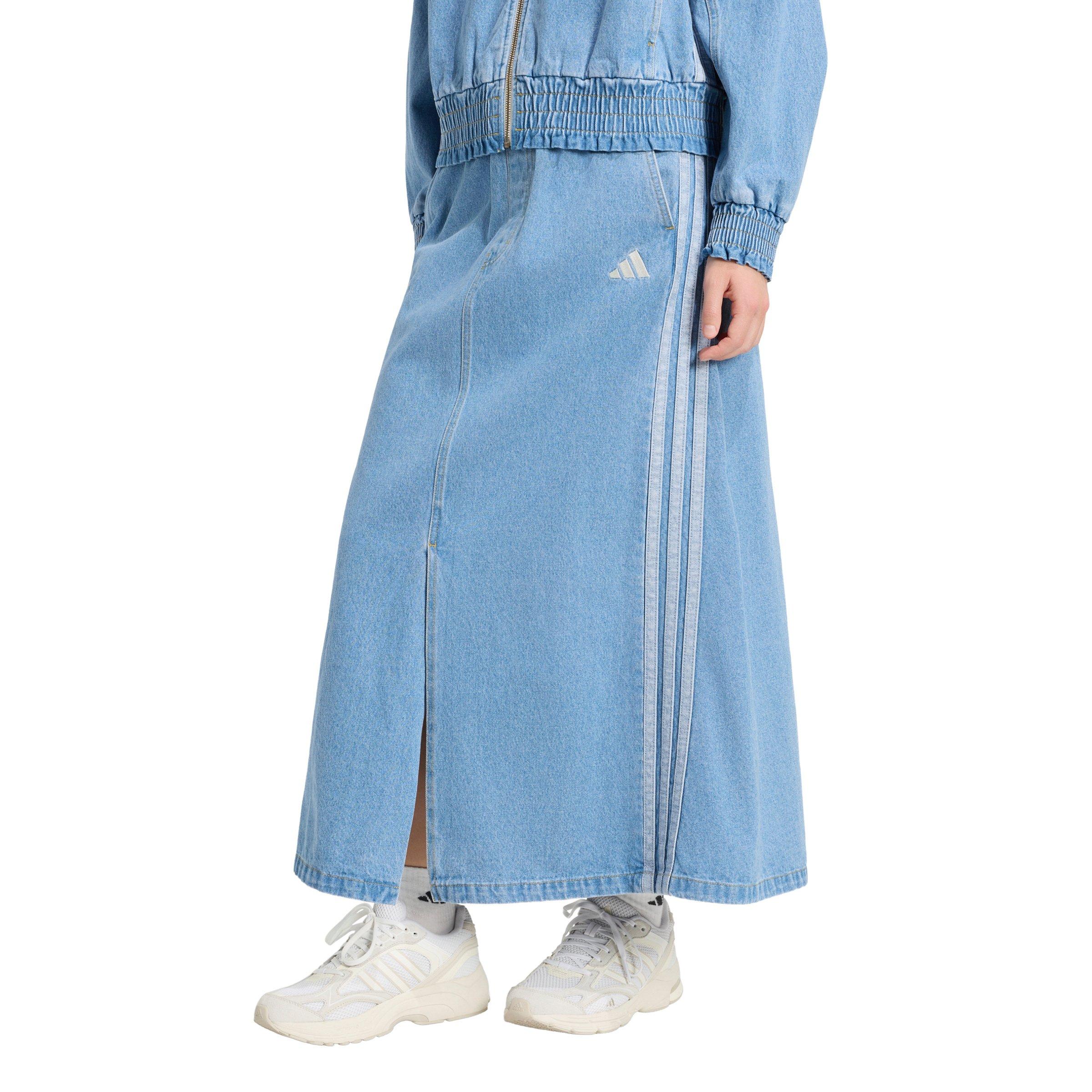 adidas Women's Stadium Light Washed Denim Loose Fit Skirt - Lt Blue - LT BLUE