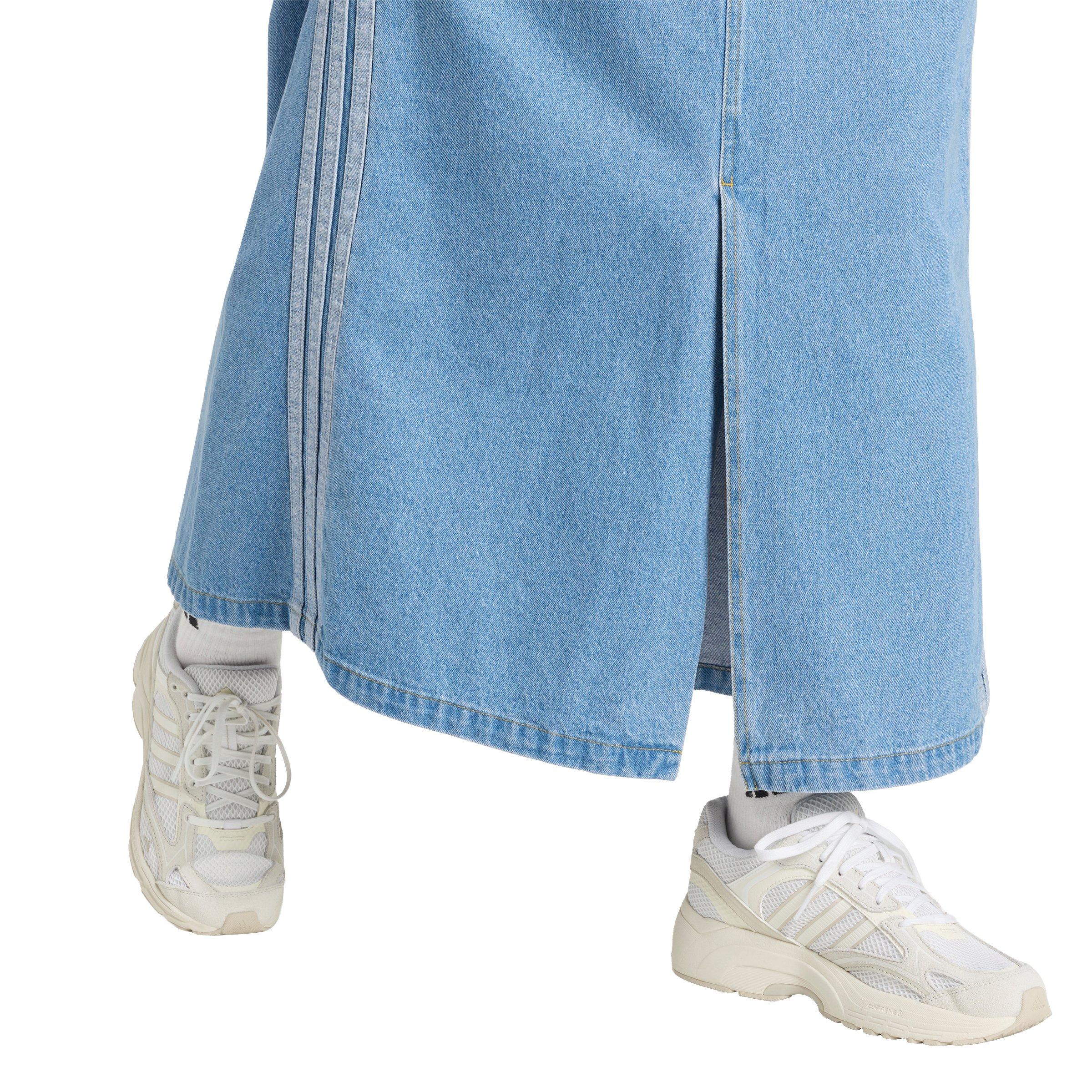 adidas Women's Stadium Light Washed Denim Loose Fit Skirt - Lt Blue - LT BLUE