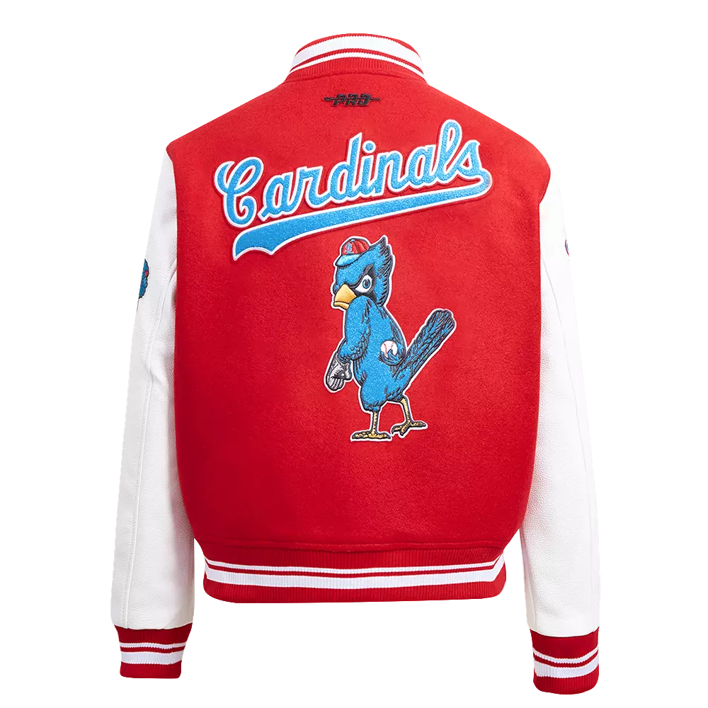 Pro Standard Women's MLB St. Louis Cardinals Retro Classic Rib Wool Varsity Jacket -Red - RED