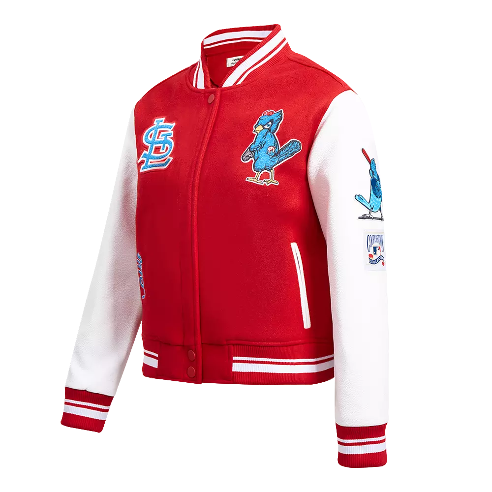 Pro Standard Women's MLB St. Louis Cardinals Retro Classic Rib Wool Varsity Jacket -Red - RED