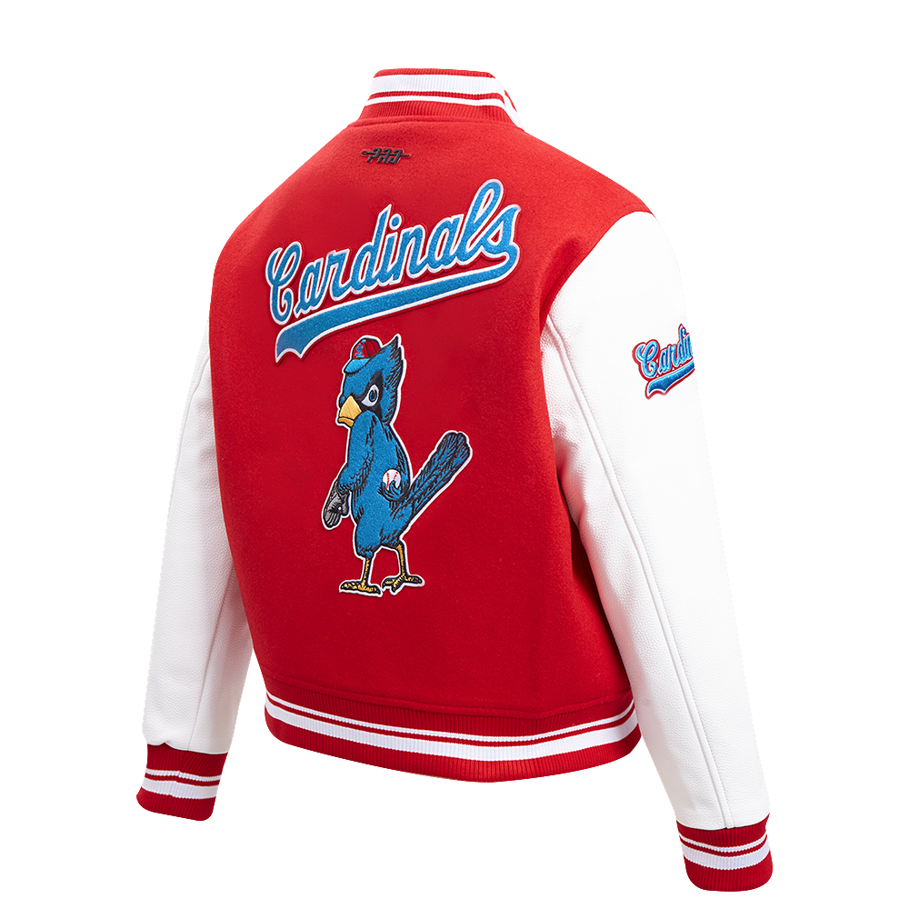 Pro Standard Women's MLB St. Louis Cardinals Retro Classic Rib Wool Varsity Jacket -Red - RED Thumbnail View 4