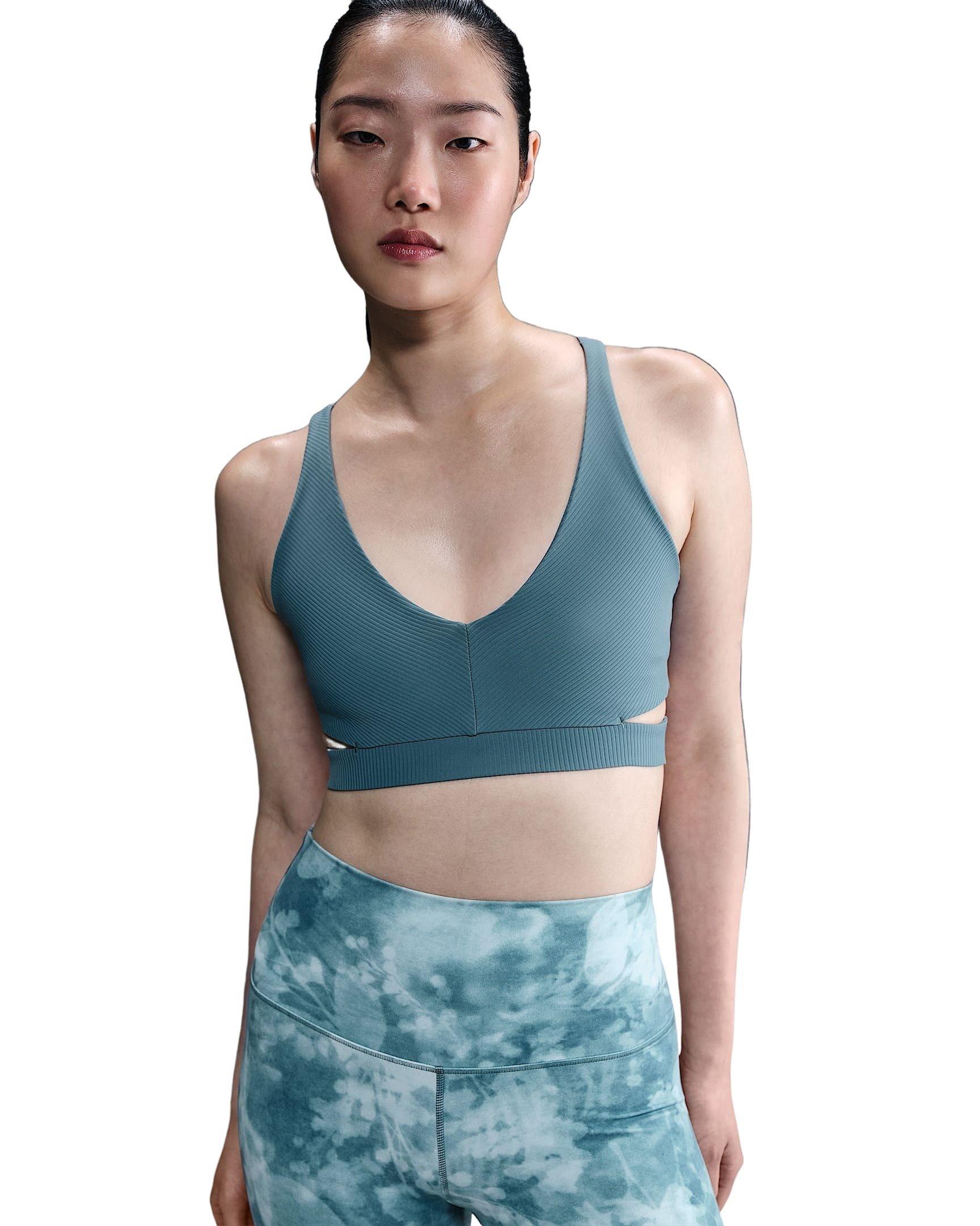 Nike Women's Zenvy Light-Support Rib Padded Sports Bra -Blue - BLUE Thumbnail View 1