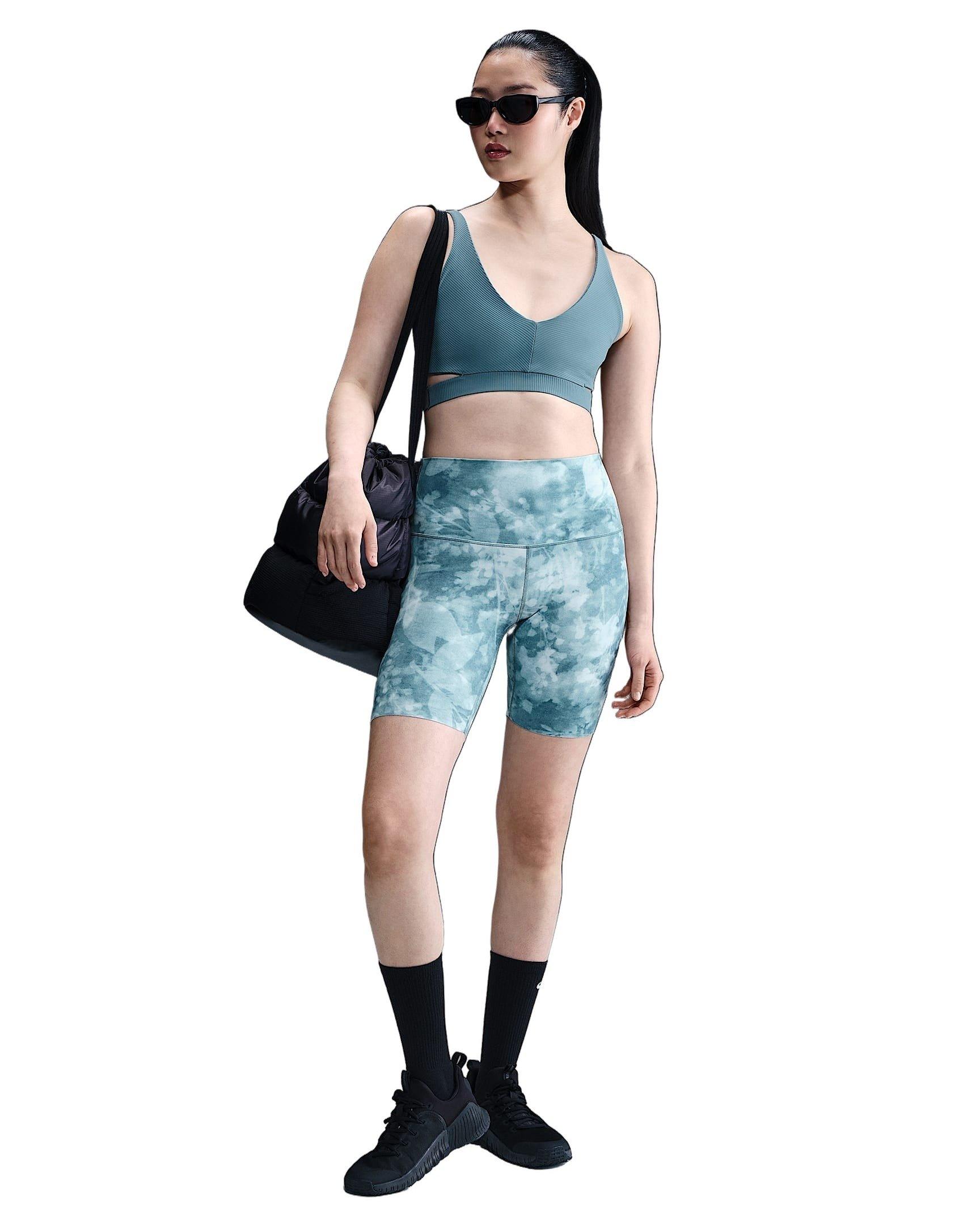 Nike Women's Zenvy Light-Support Rib Padded Sports Bra - Blue - BLUE Thumbnail View 4