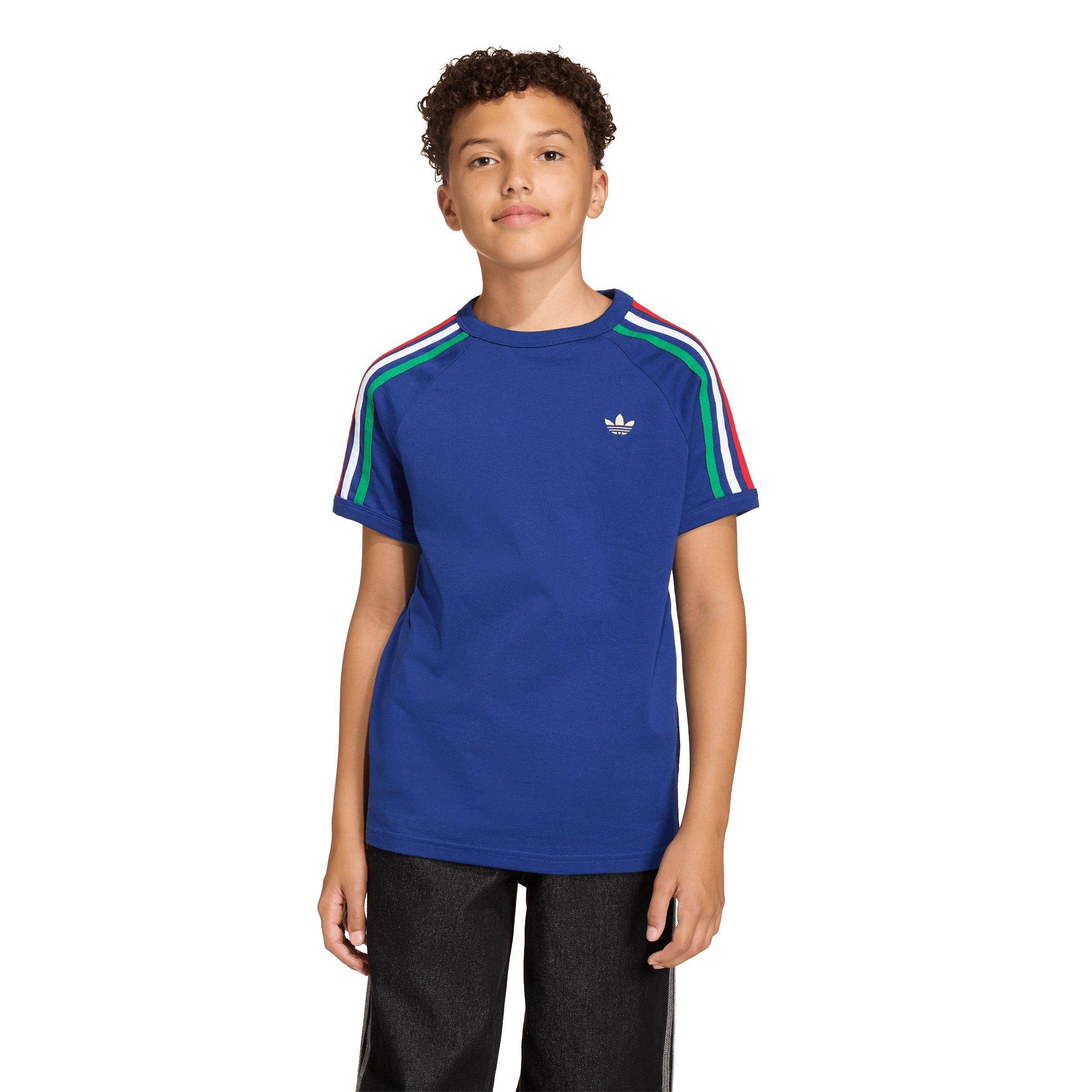 adidas Originals Big Boys' 3-Stripes T-Shirt - Blue - BLUE Thumbnail View 1