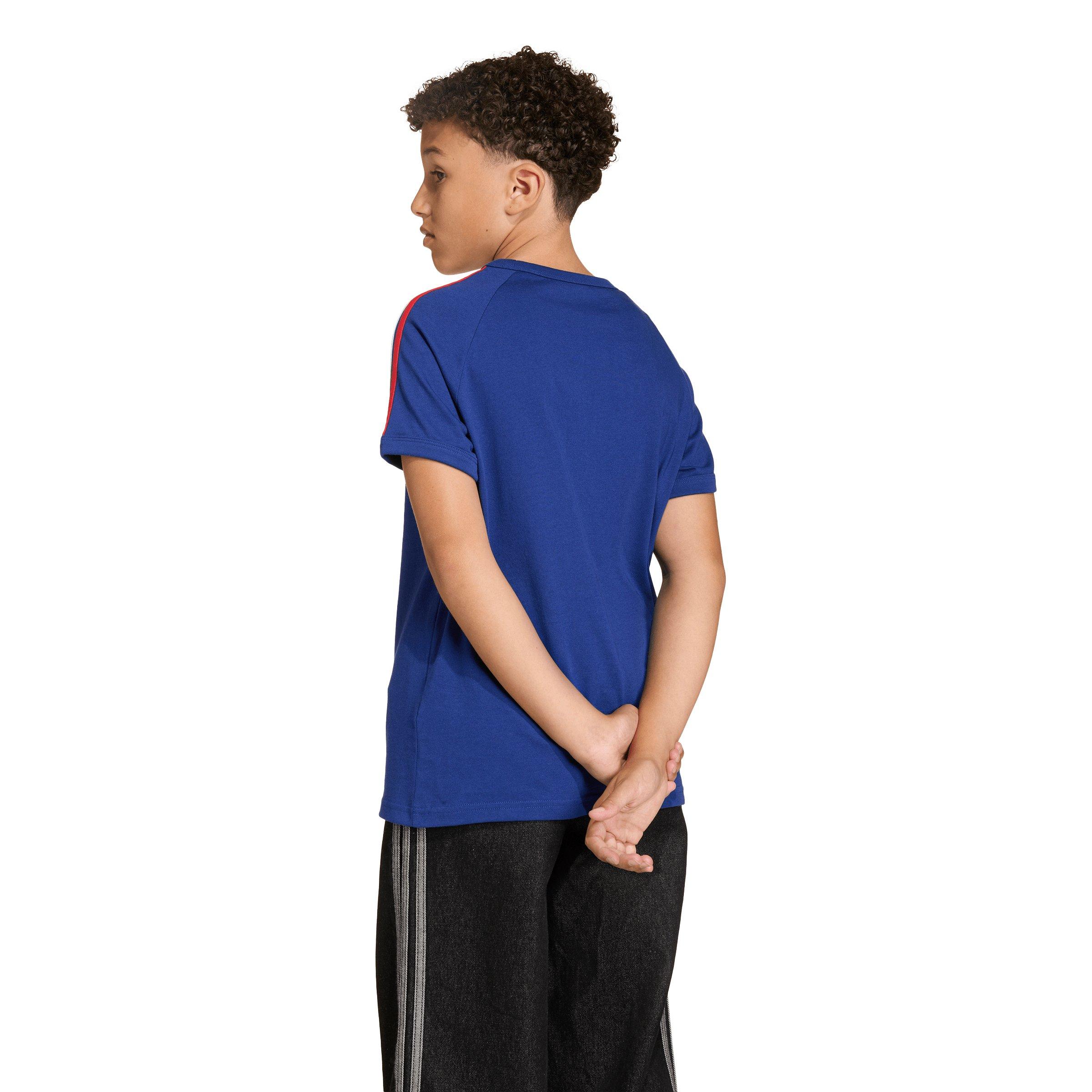 adidas Originals Big Boys' 3-Stripes T-Shirt - Blue - BLUE Thumbnail View 2