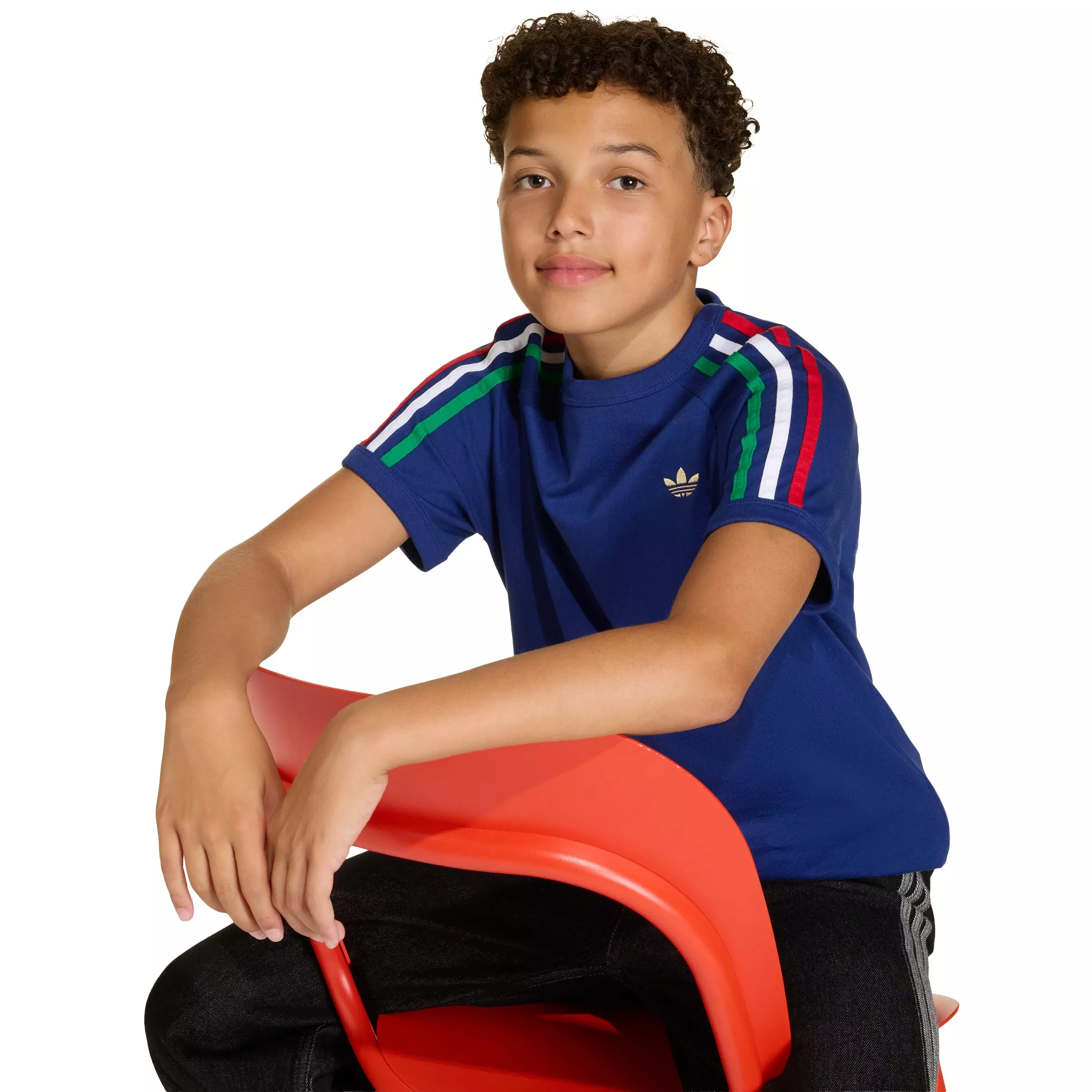 adidas Originals Big Boys' 3-Stripes T-Shirt - Blue - BLUE