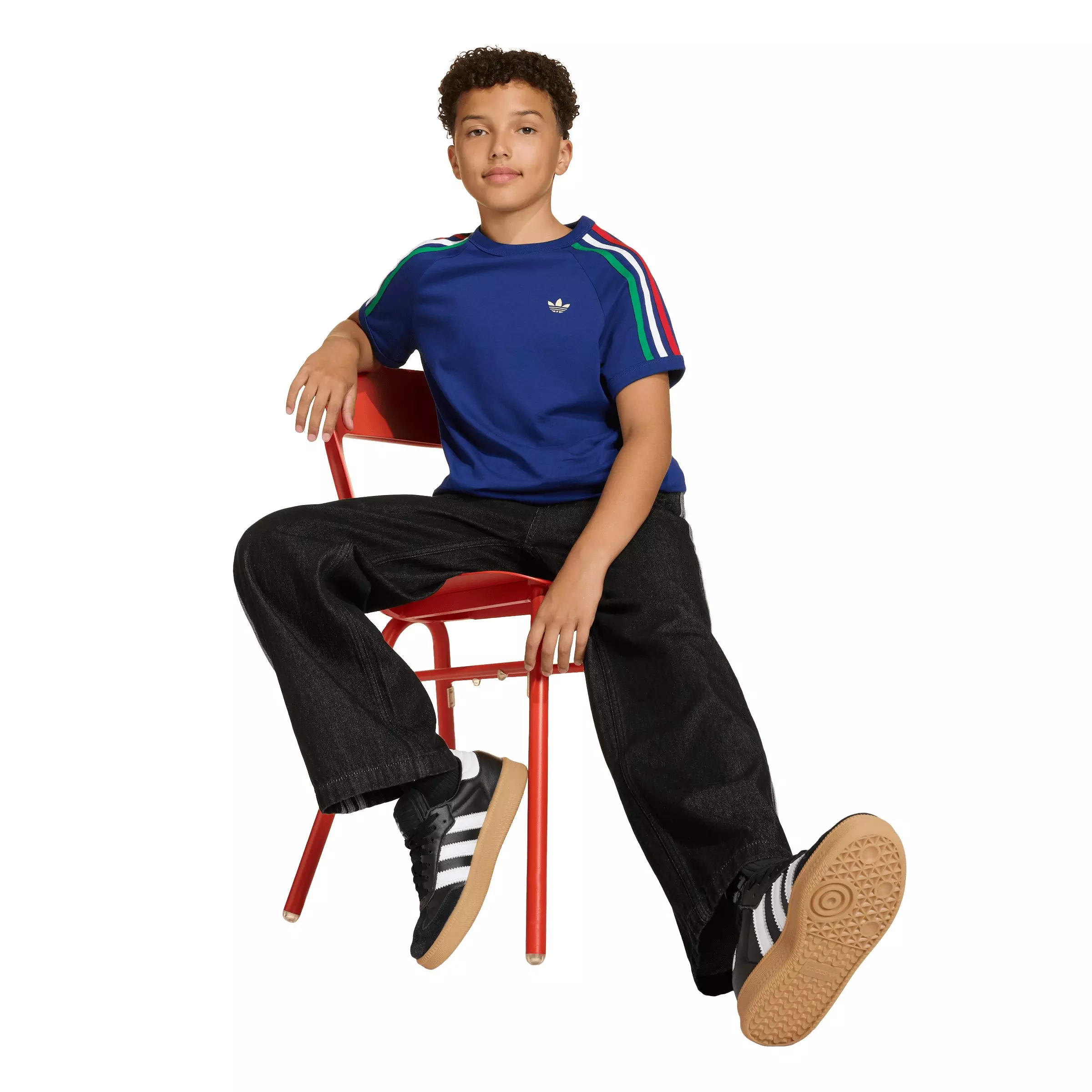 adidas Originals Big Boys' 3-Stripes T-Shirt - Blue - BLUE