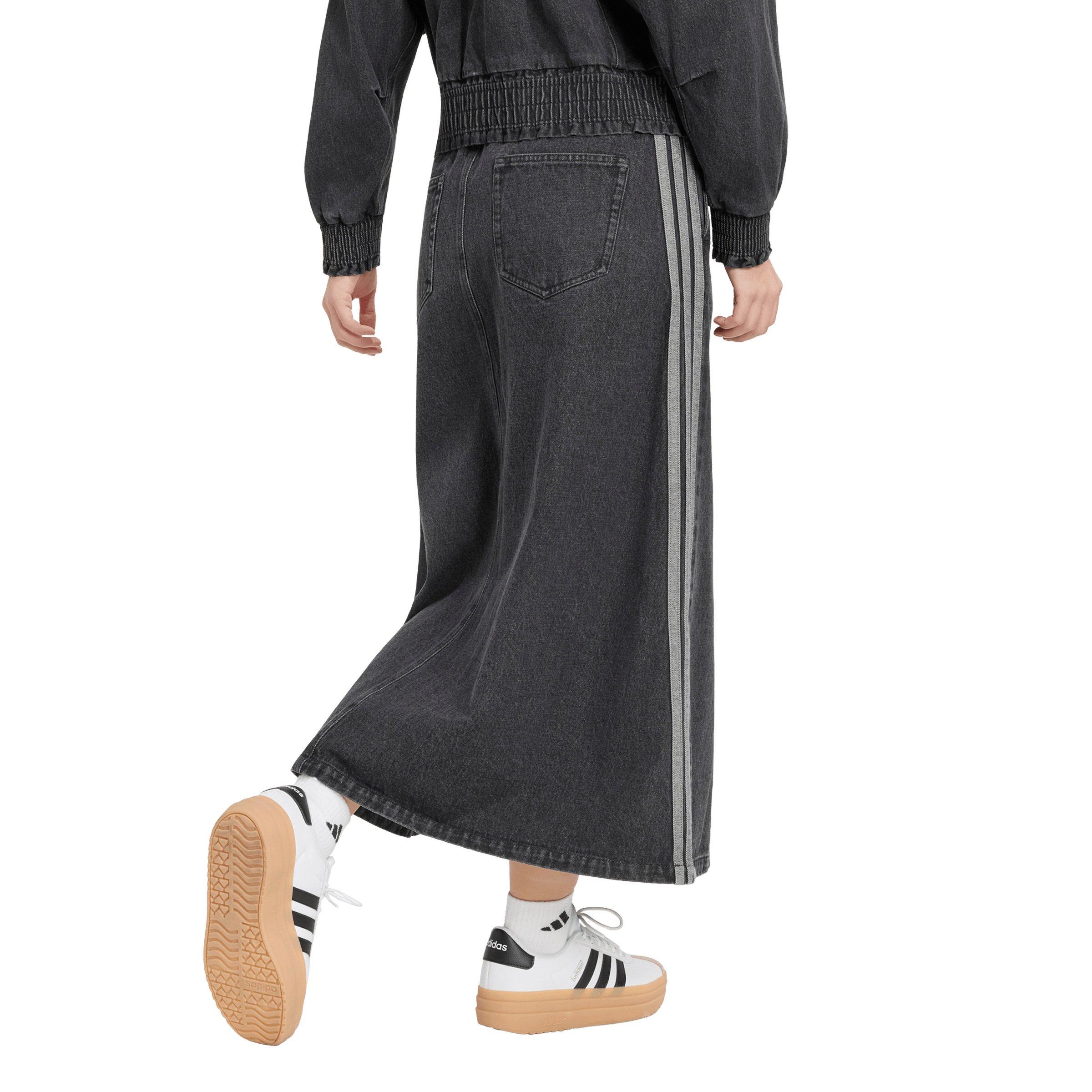 adidas Women's Stadium Dark Washed Denim Loose Fit Skirt - Black - BLACK