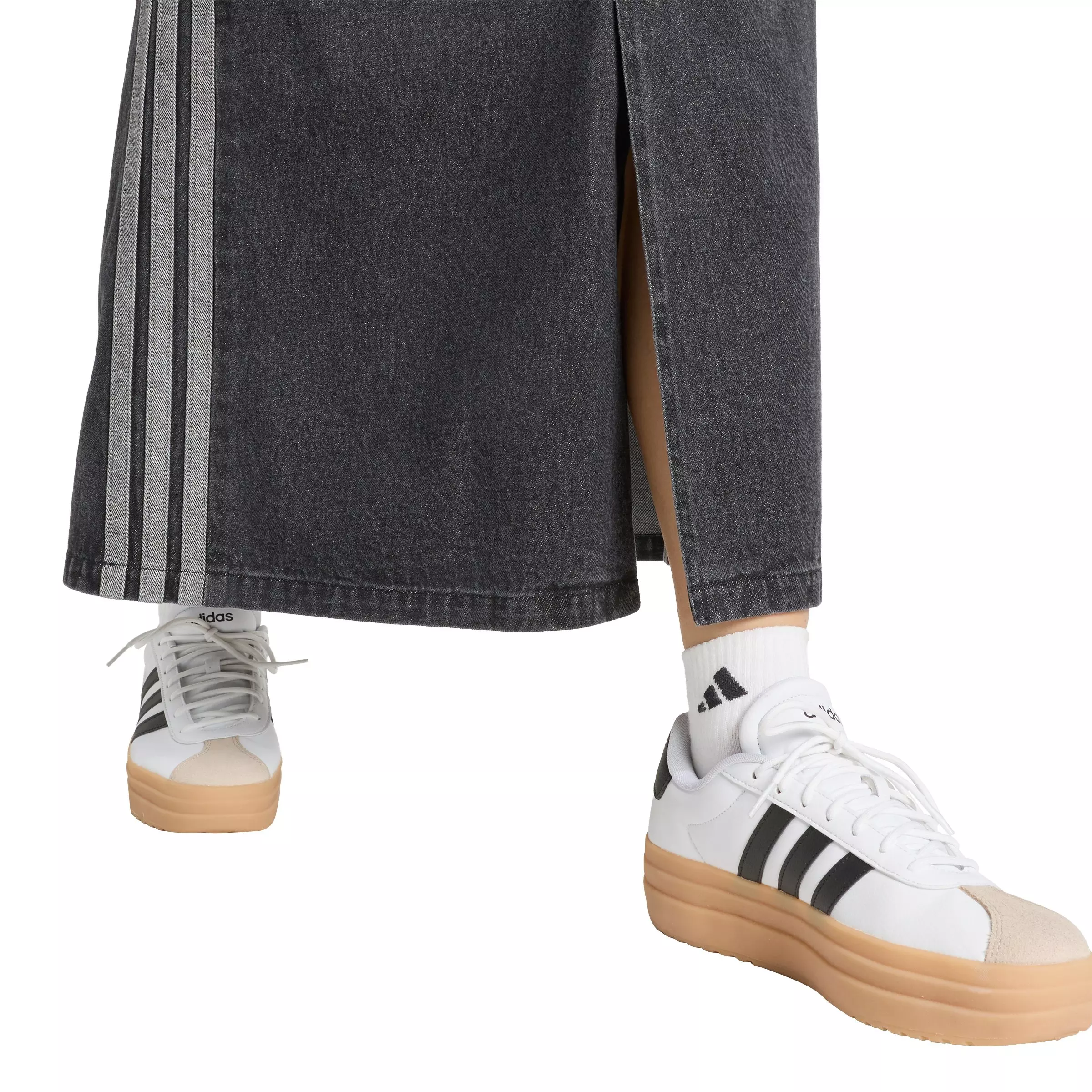 adidas Women's Stadium Dark Washed Denim Loose Fit Skirt - Black - BLACK