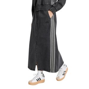 adidas Women's Stadium Dark Washed Denim Loose Fit Skirt - Black - BLACK