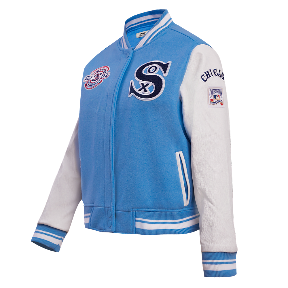 Pro Standard Women's MLB Chicago White Sox Retro Classic Rib Wool Varsity Jacket - Blue/White - BLUE/WHITE Thumbnail View 3