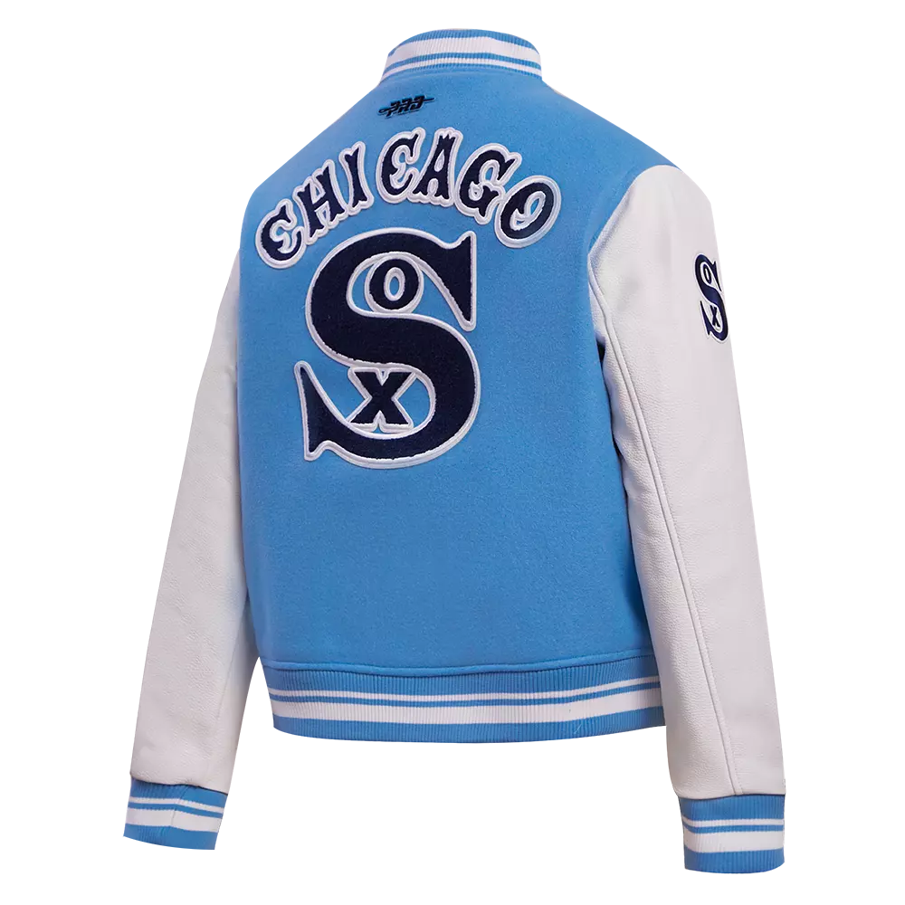 Pro Standard Women's MLB Chicago White Sox Retro Classic Rib Wool Varsity Jacket -Blue/White - BLUE/WHITE