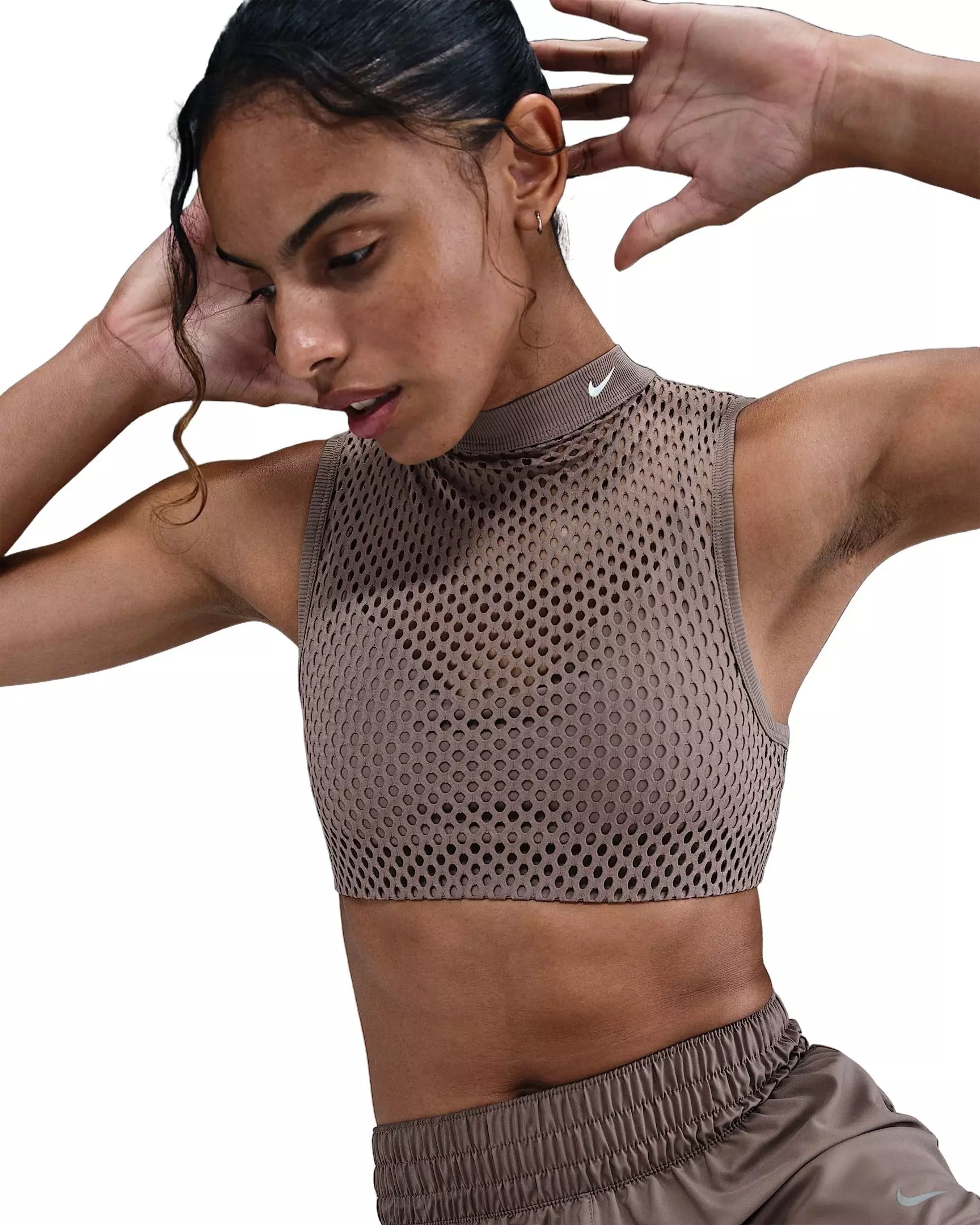 Nike Women's Indy Net Light-Support Padded Sports Bra - BROWN