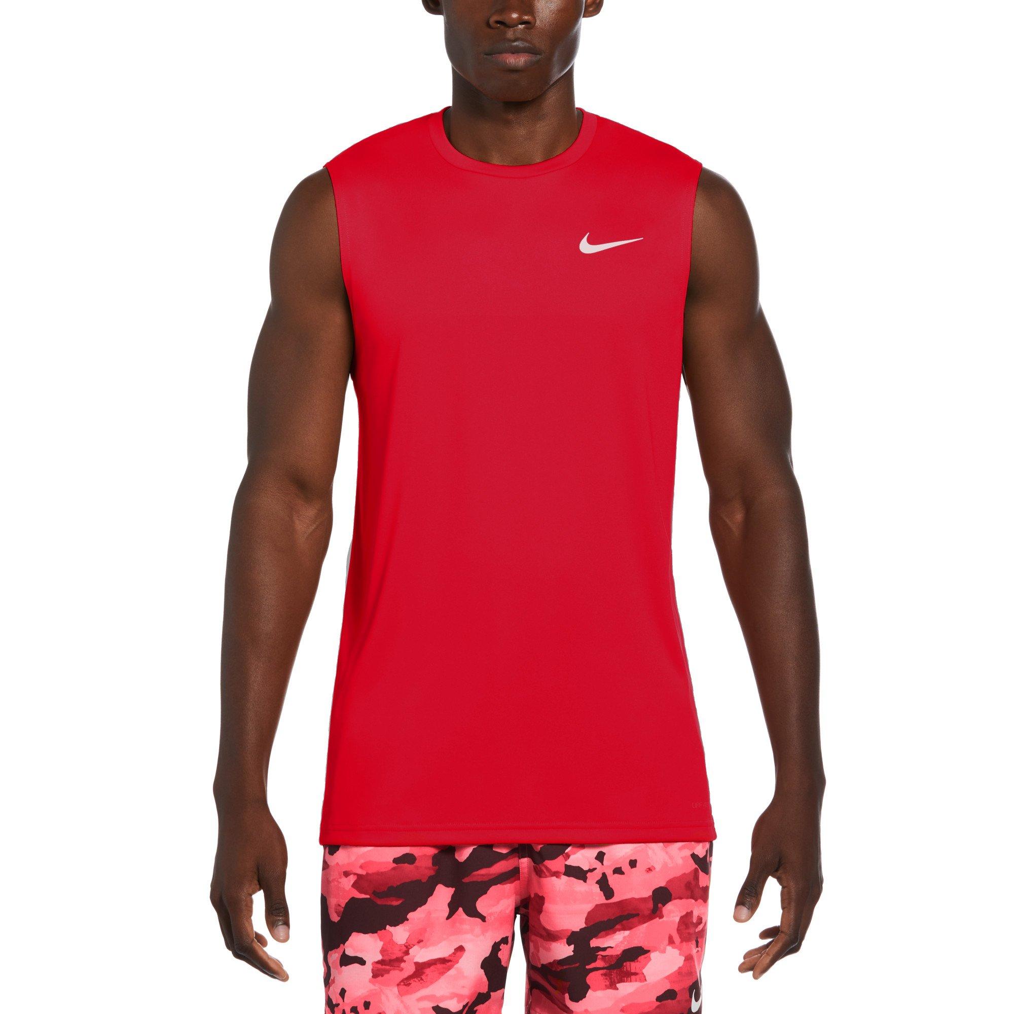 Nike Men's Swim Hydroguard Essential Dri-FIT UV Sleeveless Top - RED Thumbnail View 1