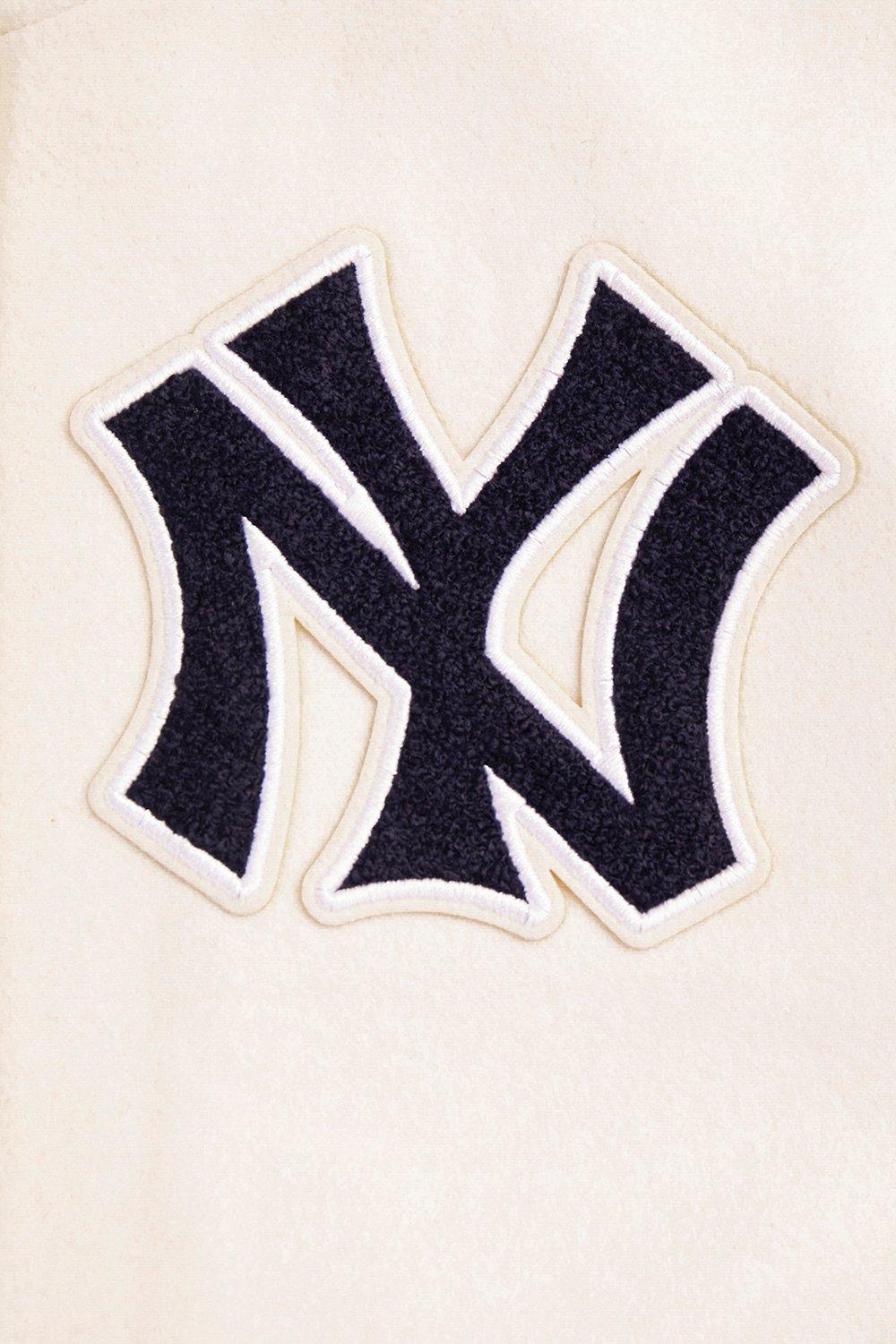 Pro Standard Women's MLB New York Yankees Retro Classic Rib Wool Varsity Jacket - Eggshell/ Navy - EGGSHELL/NAVY Thumbnail View 5