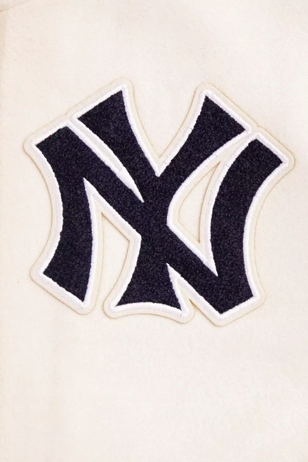 Pro Standard Women's MLB New York Yankees Retro Classic Rib Wool Varsity Jacket - Eggshell/ Navy - EGGSHELL/NAVY