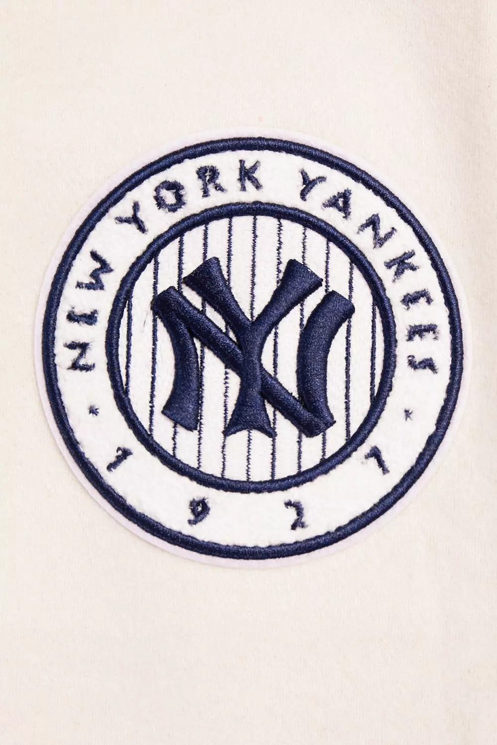 Pro Standard Women's MLB New York Yankees Retro Classic Rib Wool Varsity Jacket -Eggshell/ Navy - EGGSHELL/NAVY