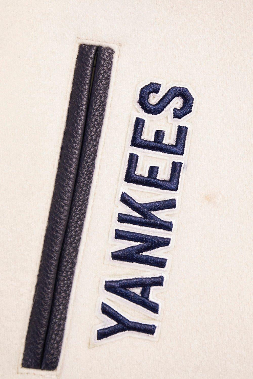 Pro Standard Women's MLB New York Yankees Retro Classic Rib Wool Varsity Jacket - Eggshell/ Navy - EGGSHELL/NAVY Thumbnail View 8