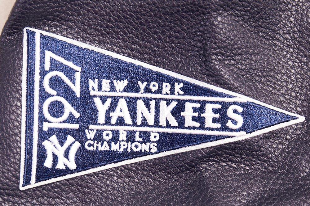 Pro Standard Women's MLB New York Yankees Retro Classic Rib Wool Varsity Jacket -Eggshell/ Navy - EGGSHELL/NAVY Thumbnail View 9
