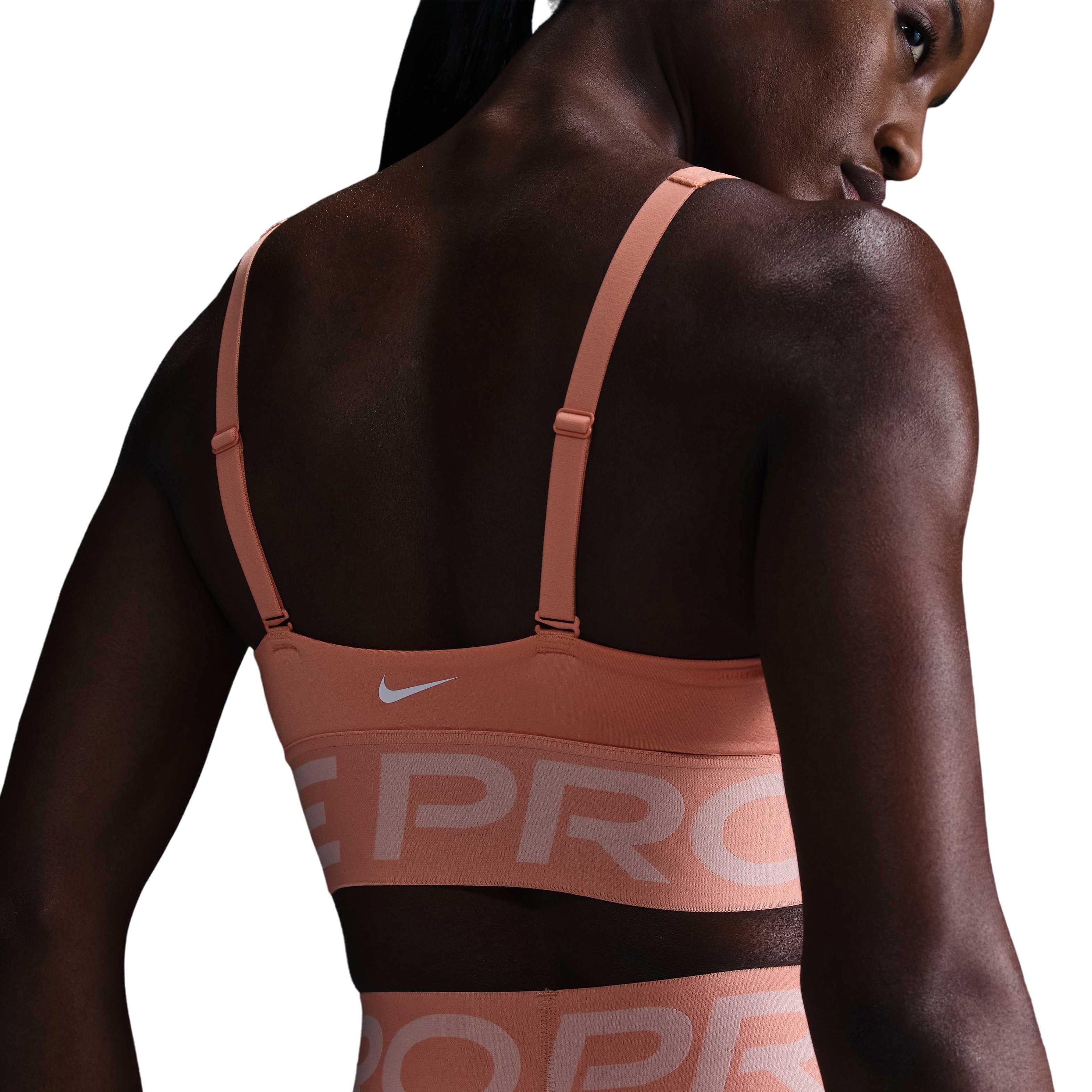 Nike Women's Pro Indy Plunge Bold Med-Support Padded Sports Bra -Orange - ORANGE Thumbnail View 2
