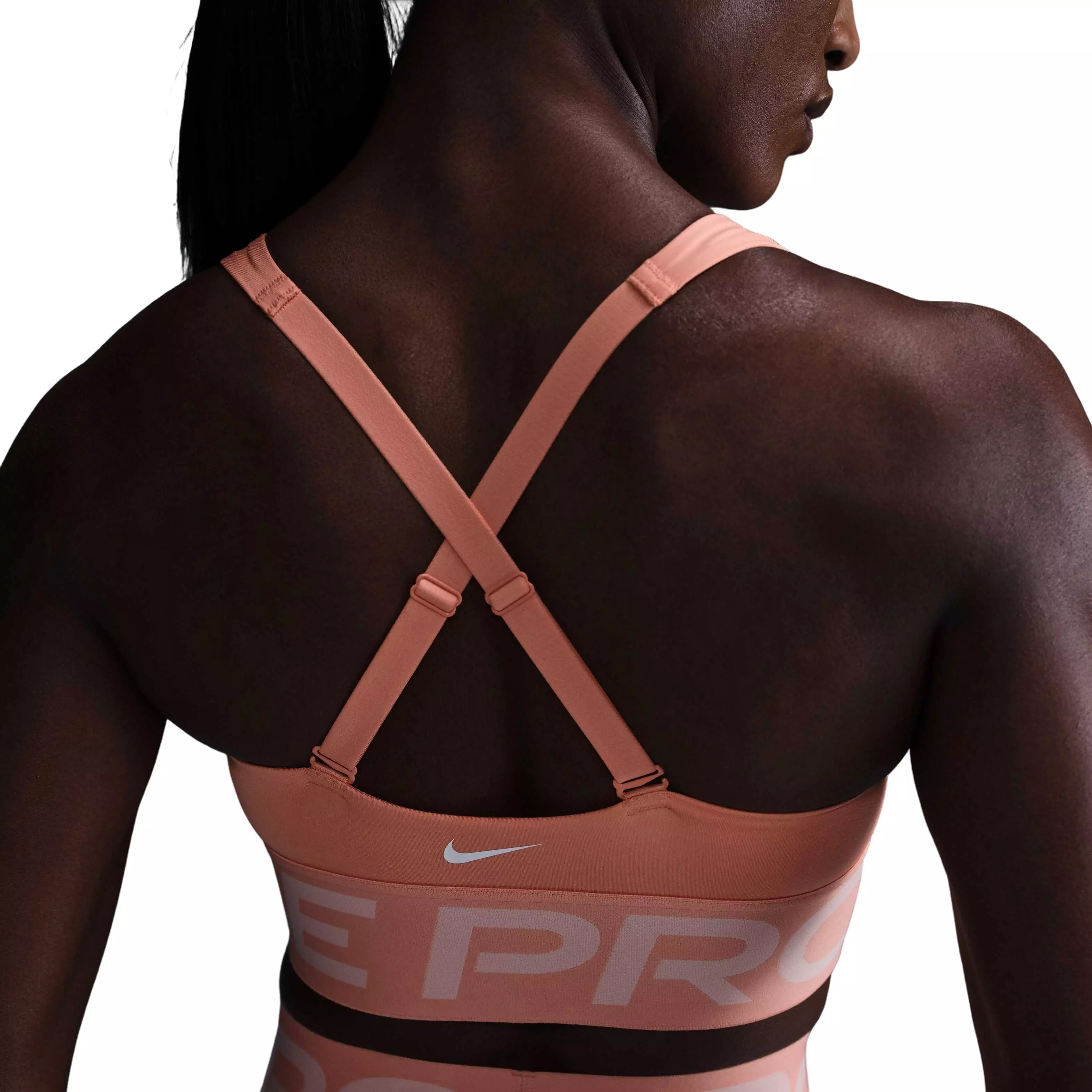 Nike Women's Pro Indy Plunge Bold Med-Support Padded Sports Bra -Orange - ORANGE