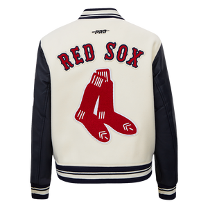 Pro Standard Women's MLB Boston Red Sox Retro Classic Rib Wool Varsity Jacket -Eggshell/Navy