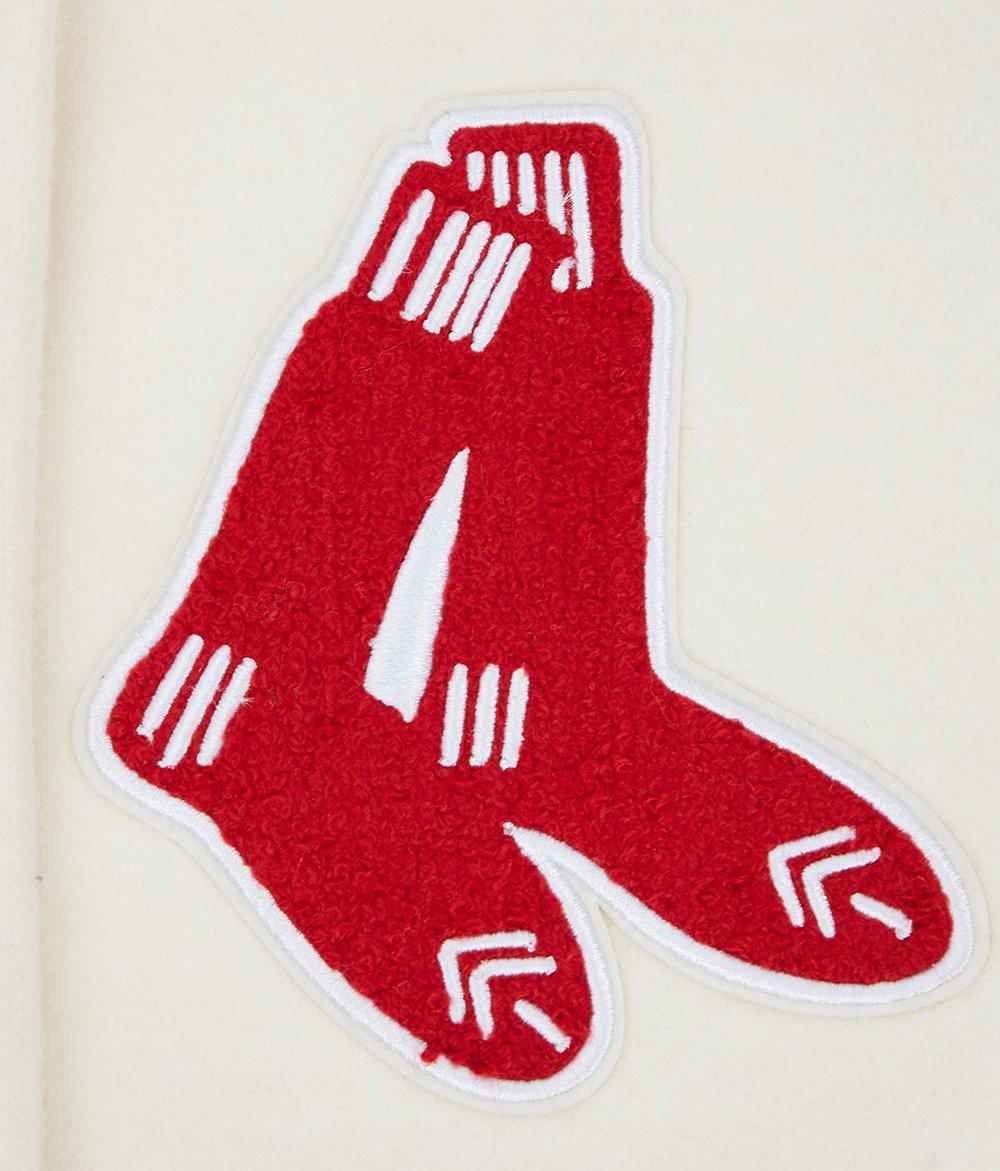 Pro Standard Women's MLB Boston Red Sox Retro Classic Rib Wool Varsity Jacket -Eggshell/Navy - EGGSHELL/NAVY Thumbnail View 6