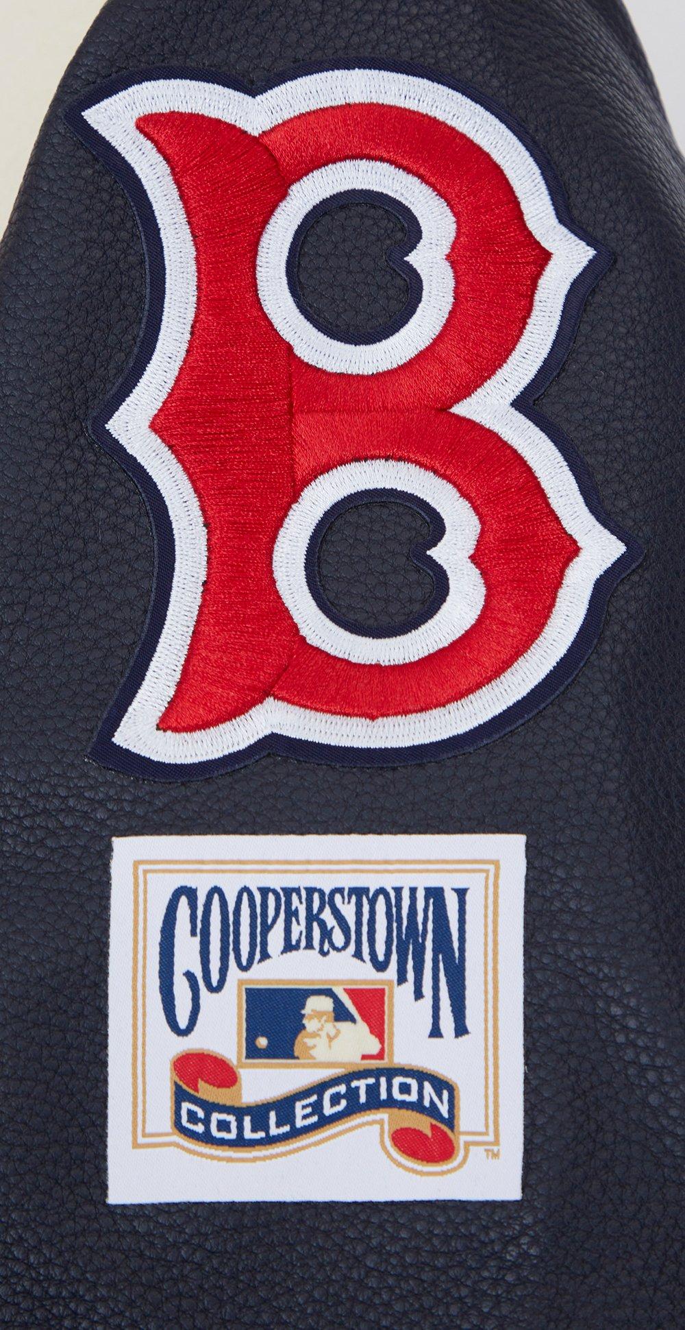 Pro Standard Women's MLB Boston Red Sox Retro Classic Rib Wool Varsity Jacket -Eggshell/Navy - EGGSHELL/NAVY Thumbnail View 8