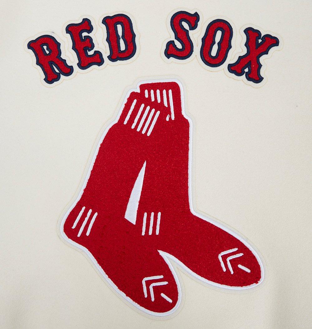 Pro Standard Women's MLB Boston Red Sox Retro Classic Rib Wool Varsity Jacket -Eggshell/Navy - EGGSHELL/NAVY Thumbnail View 10