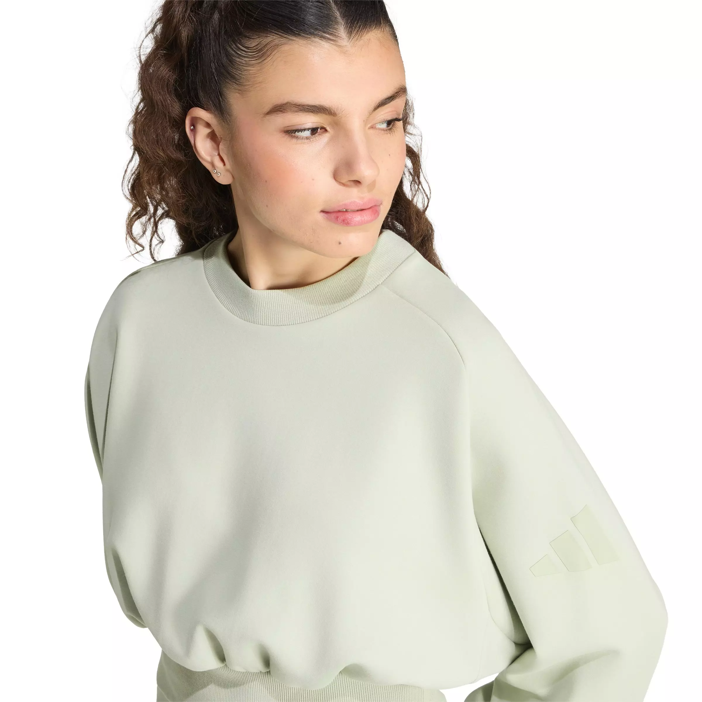 adidas Women's Soft Lux Loose Sweatshirt - Lt Green - LT GREEN