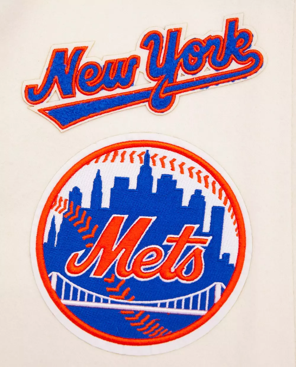 Pro Standard Women's MLB New York Mets Retro Classic Rib Wool Varsity Jacket -Eggshell/Royal Blue - EGGSHELL/ROYAL BLUE