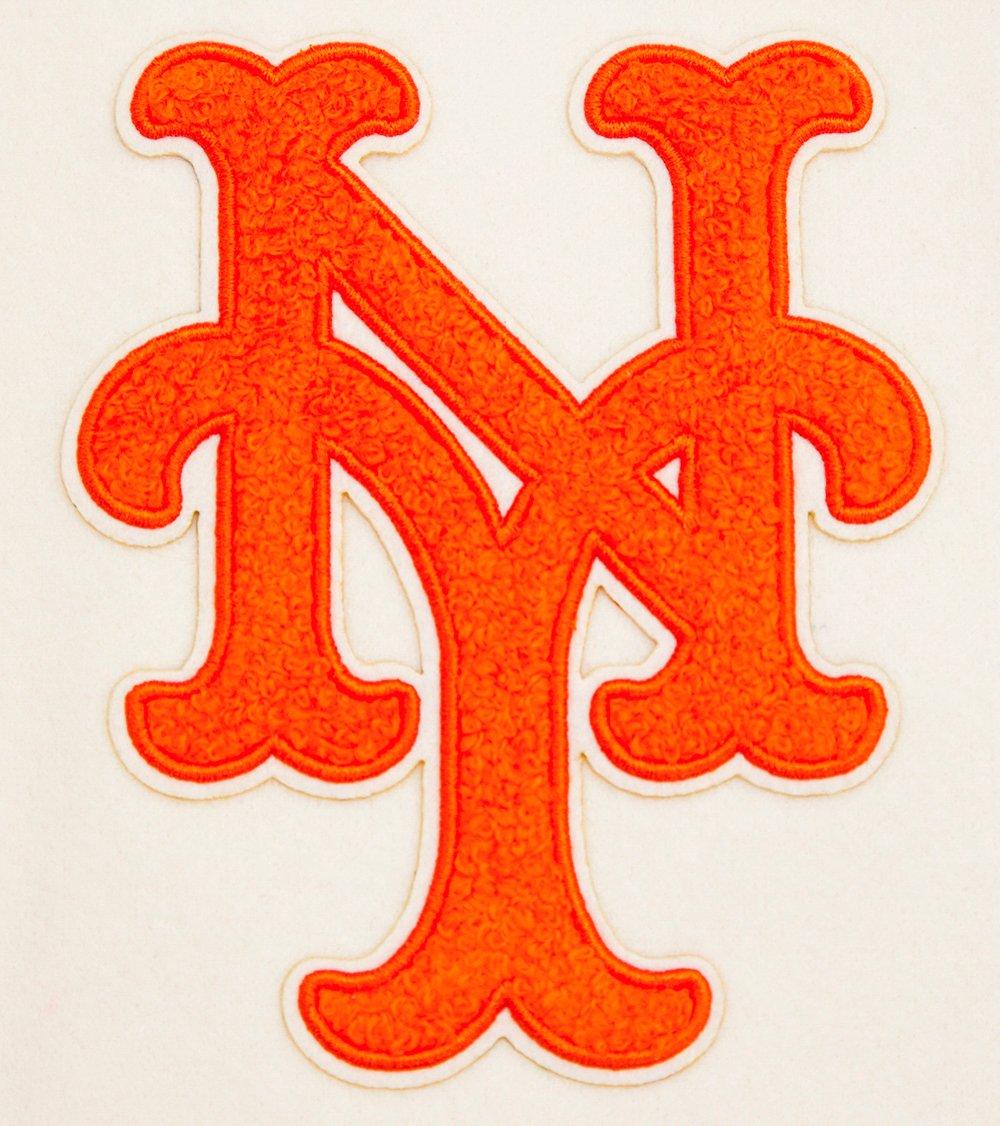 Pro Standard Women's MLB New York Mets Retro Classic Rib Wool Varsity Jacket -Eggshell/Royal Blue - EGGSHELL/ROYAL BLUE Thumbnail View 6