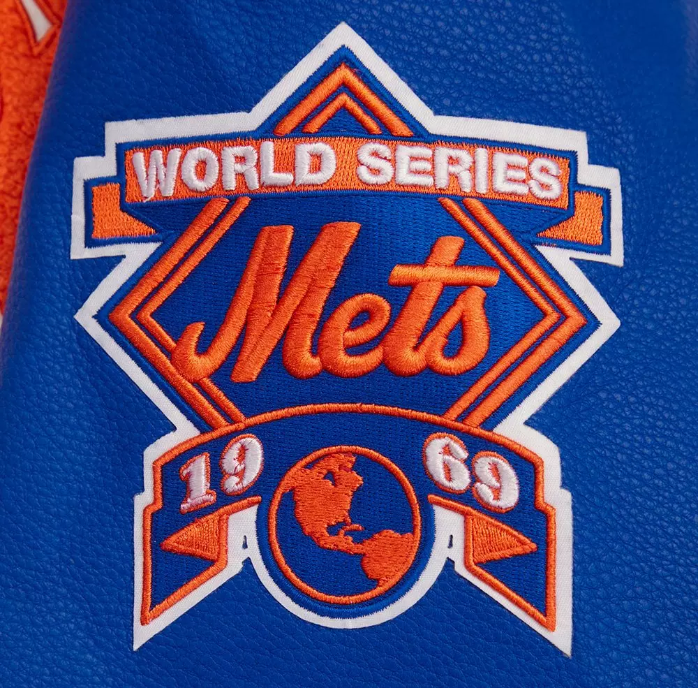Pro Standard Women's MLB New York Mets Retro Classic Rib Wool Varsity Jacket - Eggshell/Royal Blue - EGGSHELL/ROYAL BLUE