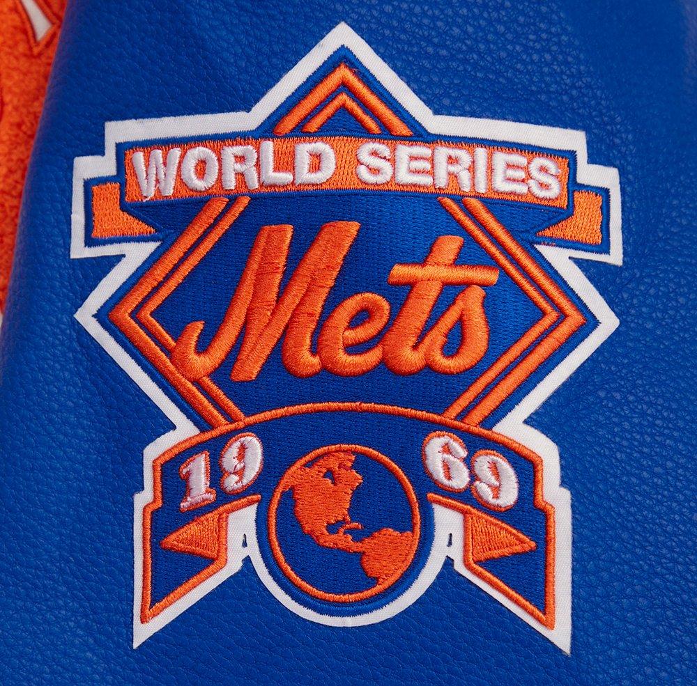 Pro Standard Women's MLB New York Mets Retro Classic Rib Wool Varsity Jacket -Eggshell/Royal Blue - EGGSHELL/ROYAL BLUE Thumbnail View 7