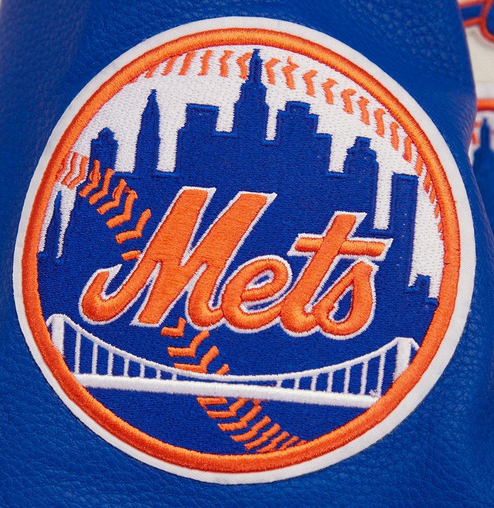 Pro Standard Women's MLB New York Mets Retro Classic Rib Wool Varsity Jacket - Eggshell/Royal Blue - EGGSHELL/ROYAL BLUE Thumbnail View 8