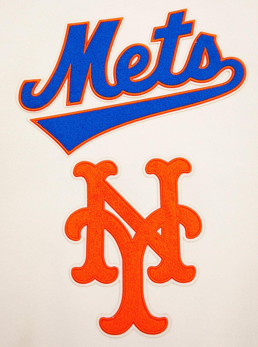 Pro Standard Women's MLB New York Mets Retro Classic Rib Wool Varsity Jacket -Eggshell/Royal Blue - EGGSHELL/ROYAL BLUE Thumbnail View 9