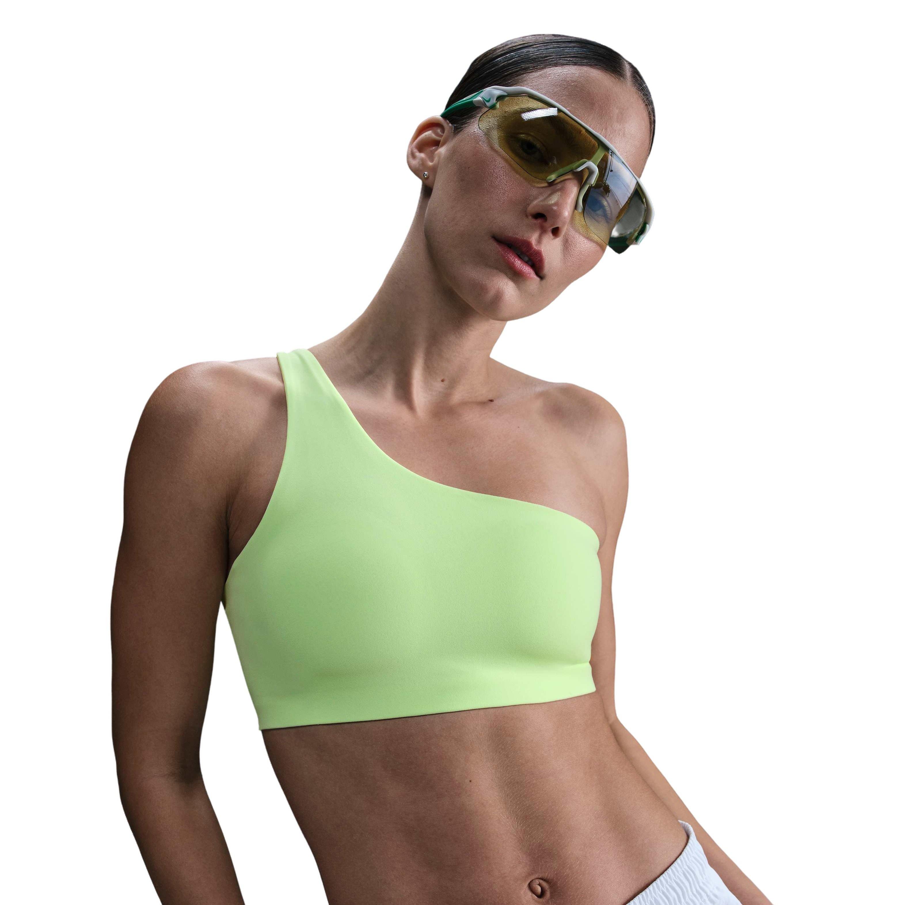 Nike Women's Zenvy ASYM Light-Support Padded Sports Bra - YELLOW Thumbnail View 1