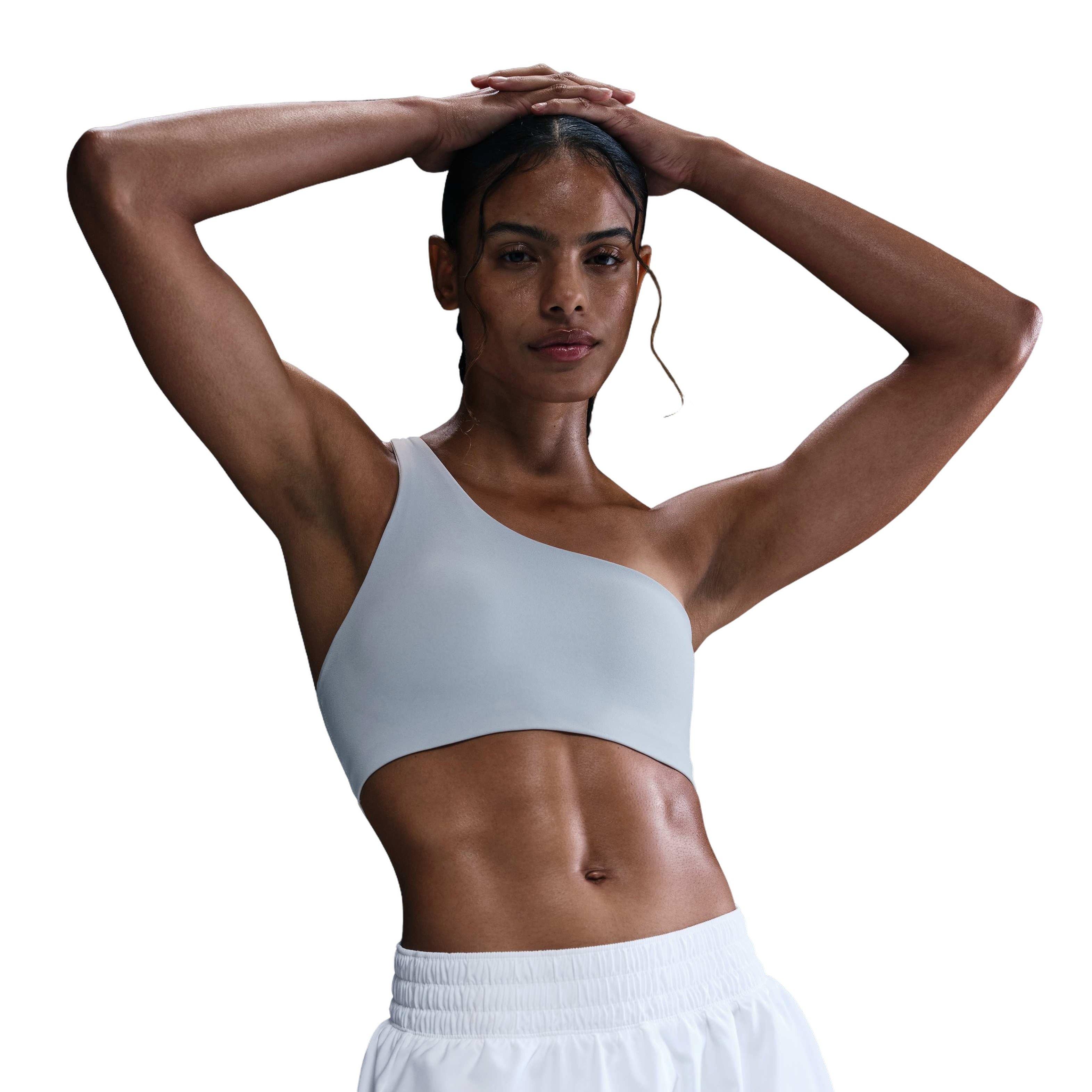 Nike Women's Zenvy ASYM Light-Support Padded Sports Bra - BLUE Thumbnail View 3